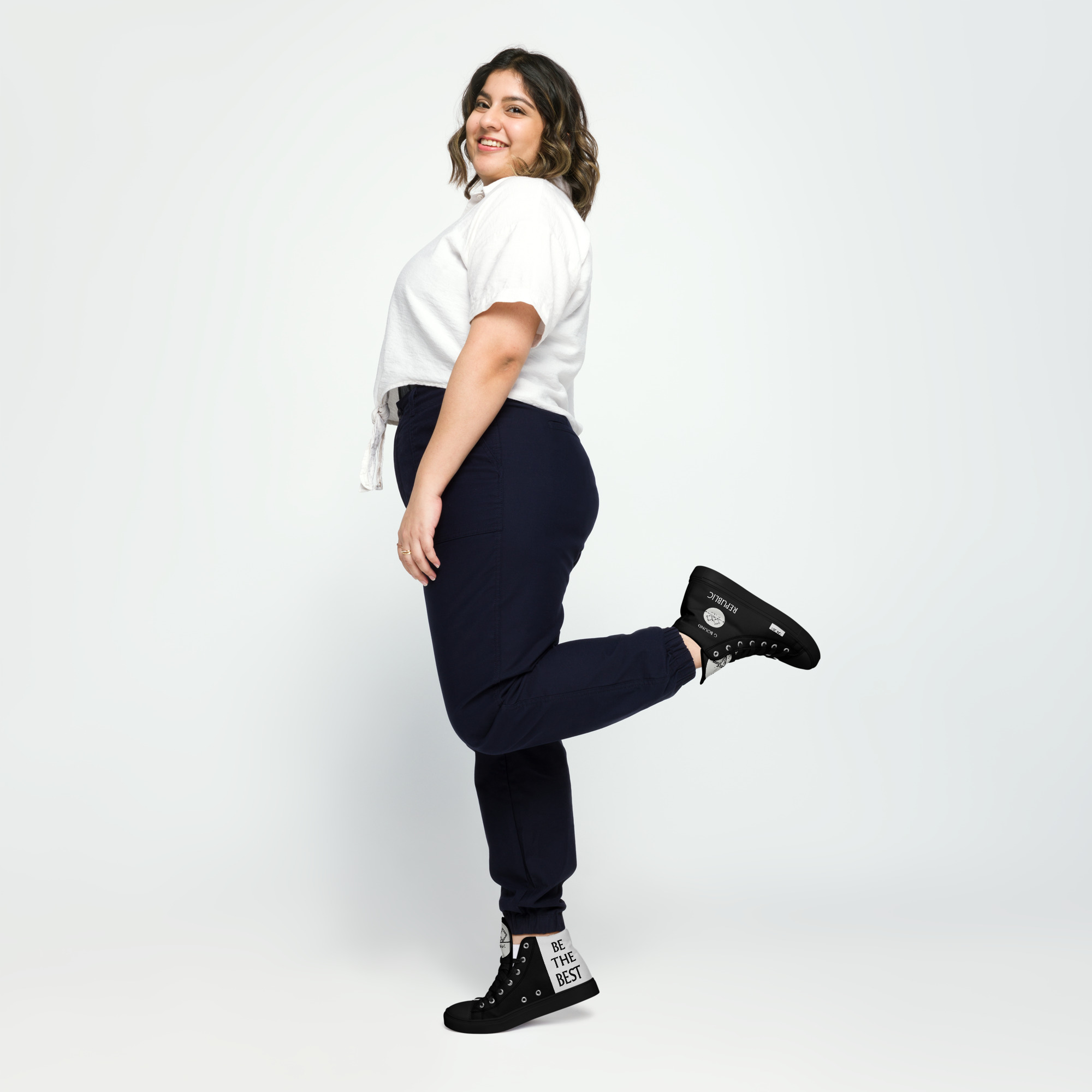 G Bound Republic Silver & Black Women’s high top canvas shoes - Image 6