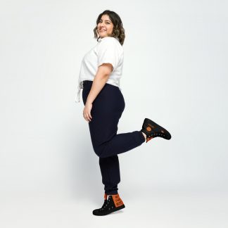 G Bound Republic Orange & Black Women’s High Top Canvas Shoes