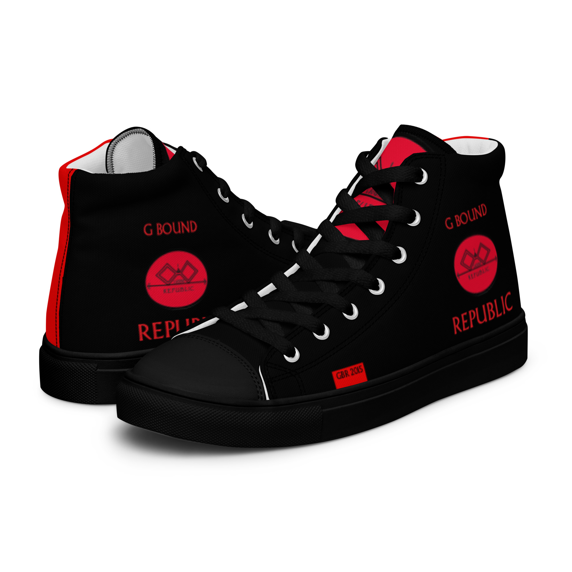 G Bound Republic Red & Black Women’s High Top Canvas Shoes - Image 12
