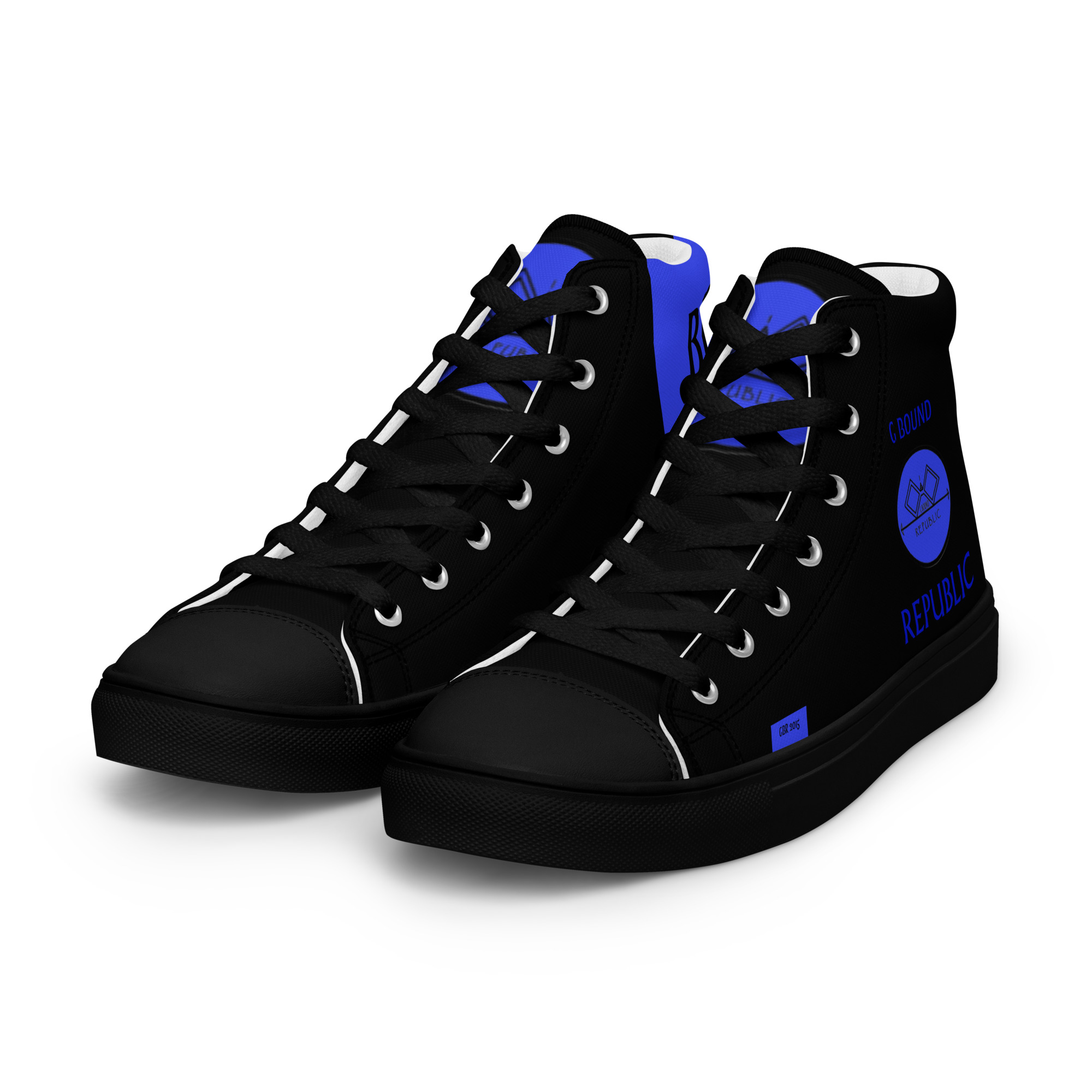 G Bound Republic Blue & Black Women’s High Top Canvas Shoes - Image 11