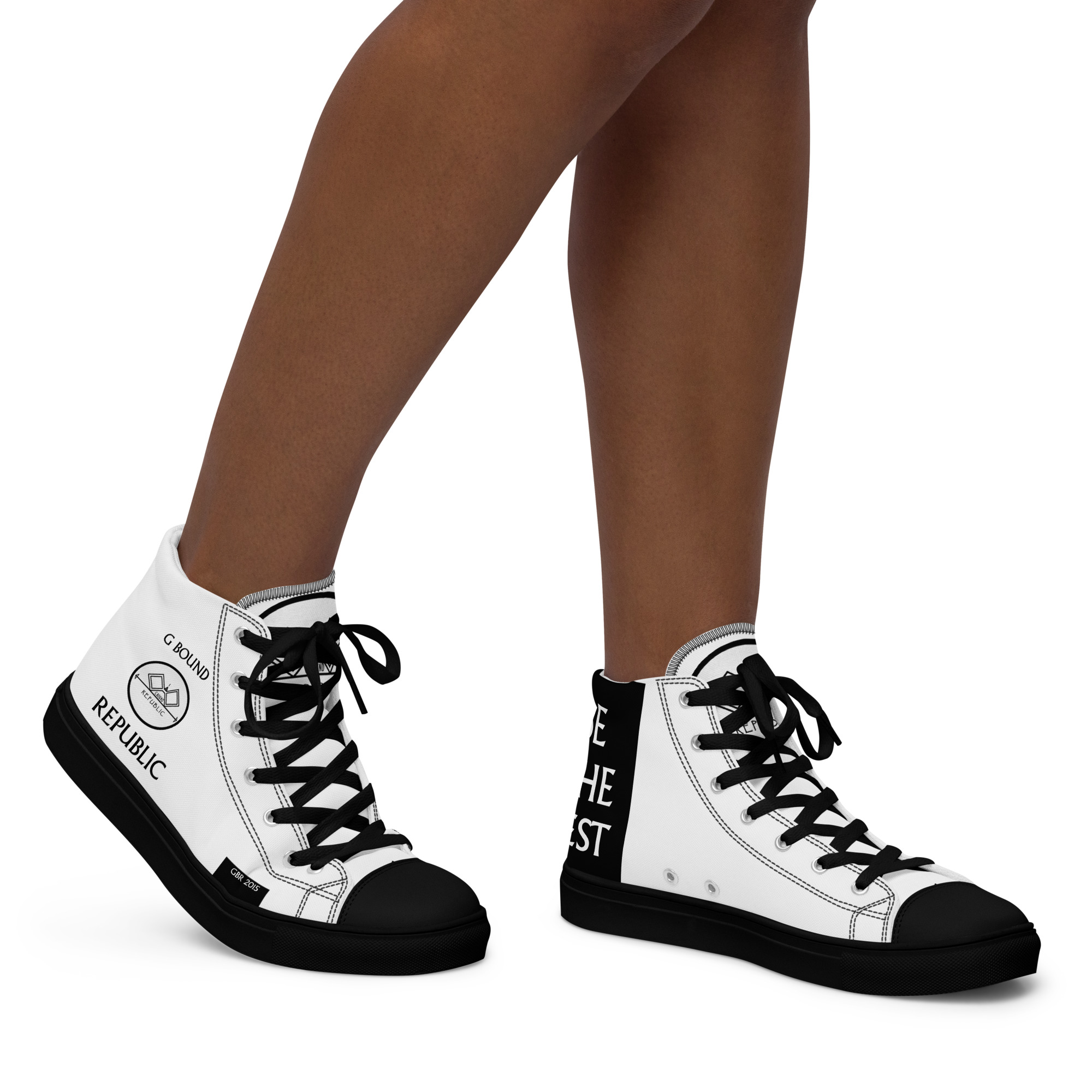 G Bound Republic White Women’s High Top Canvas Shoes - Image 4