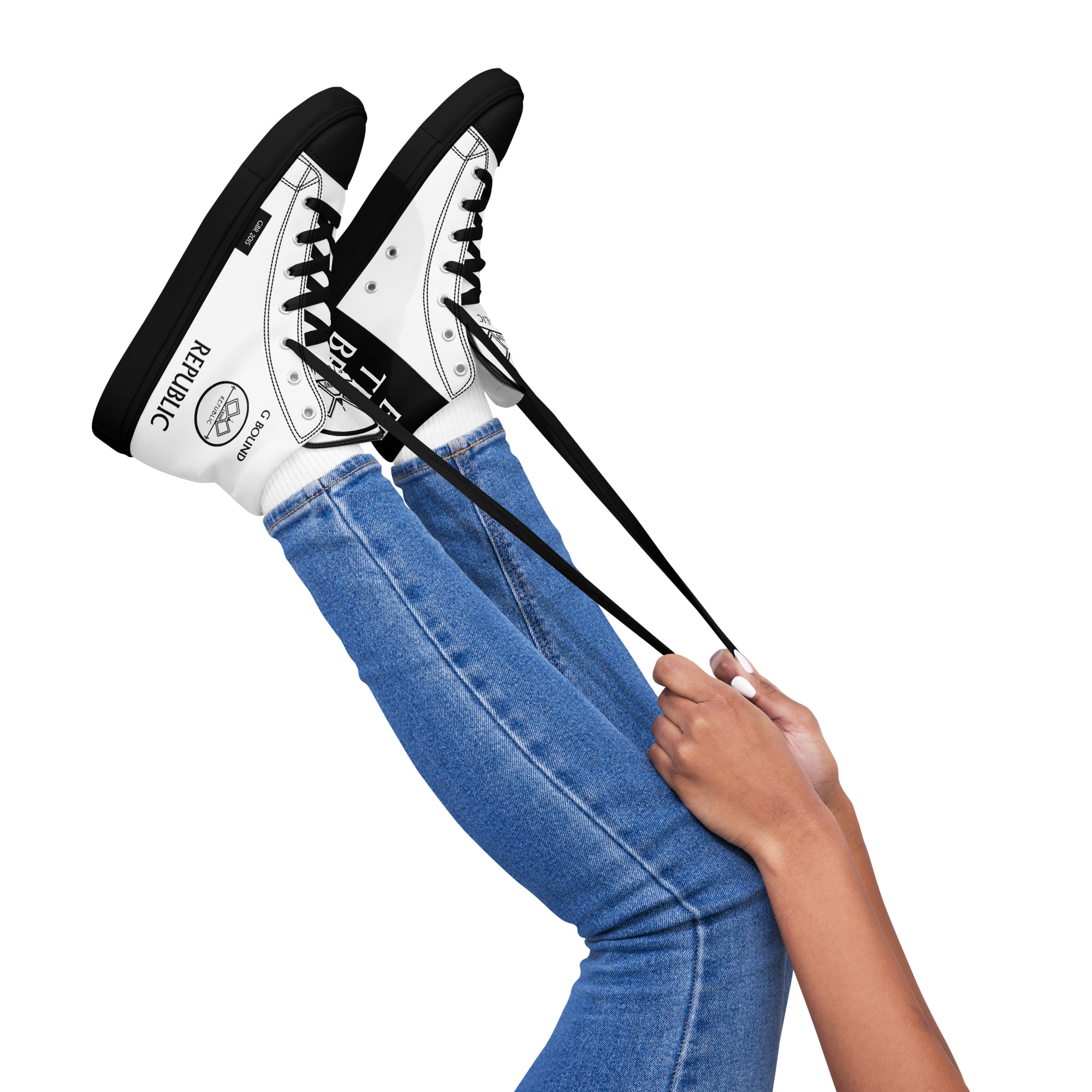 G Bound Republic White Women’s High Top Canvas Shoes - Image 5