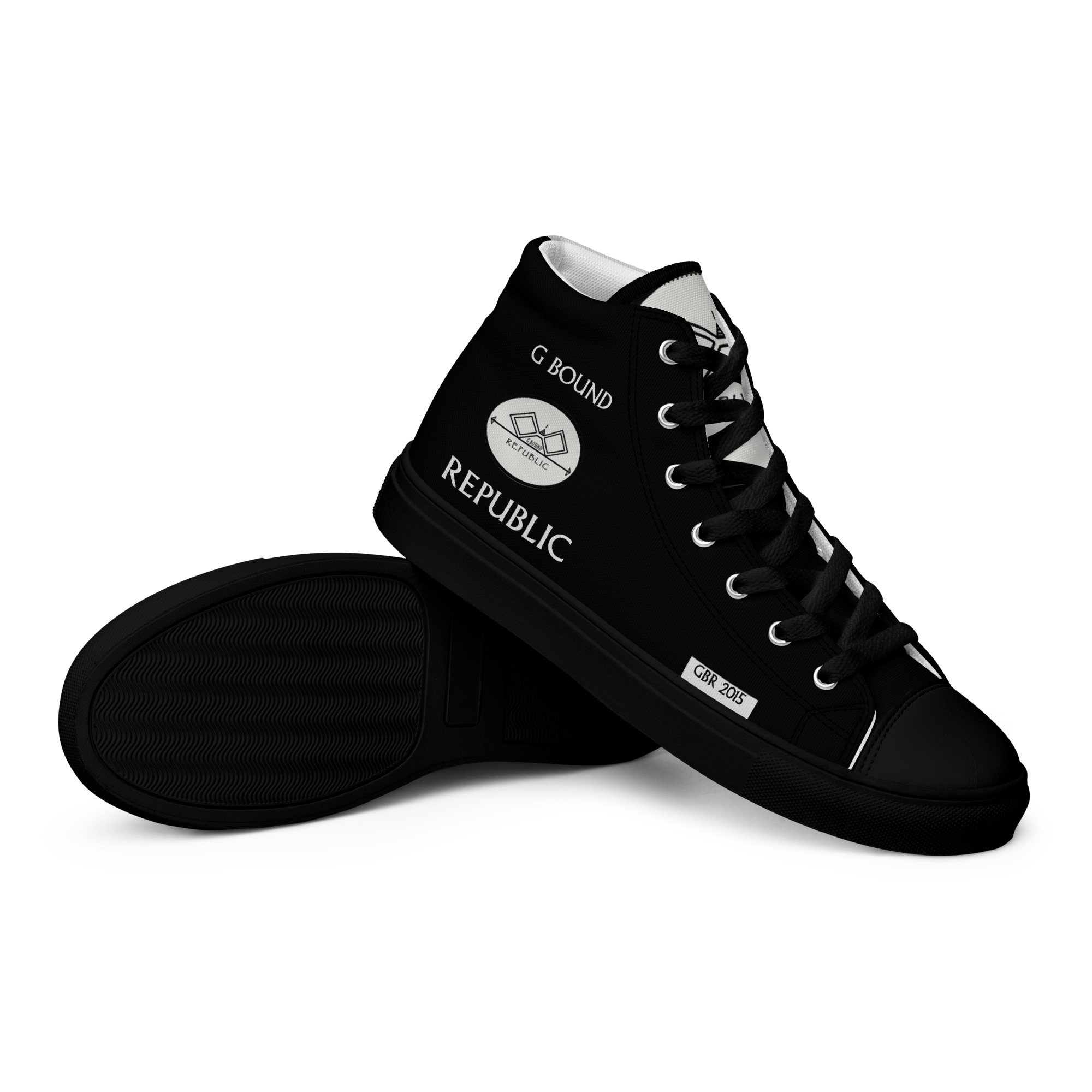 G Bound Republic Silver & Black Women’s high top canvas shoes - Image 2