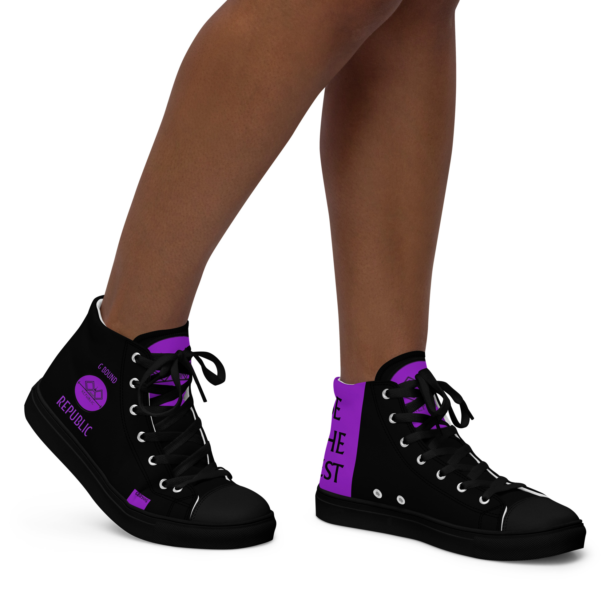 G Bound Republic Purple & Black Women’s High Top Canvas Shoes - Image 2