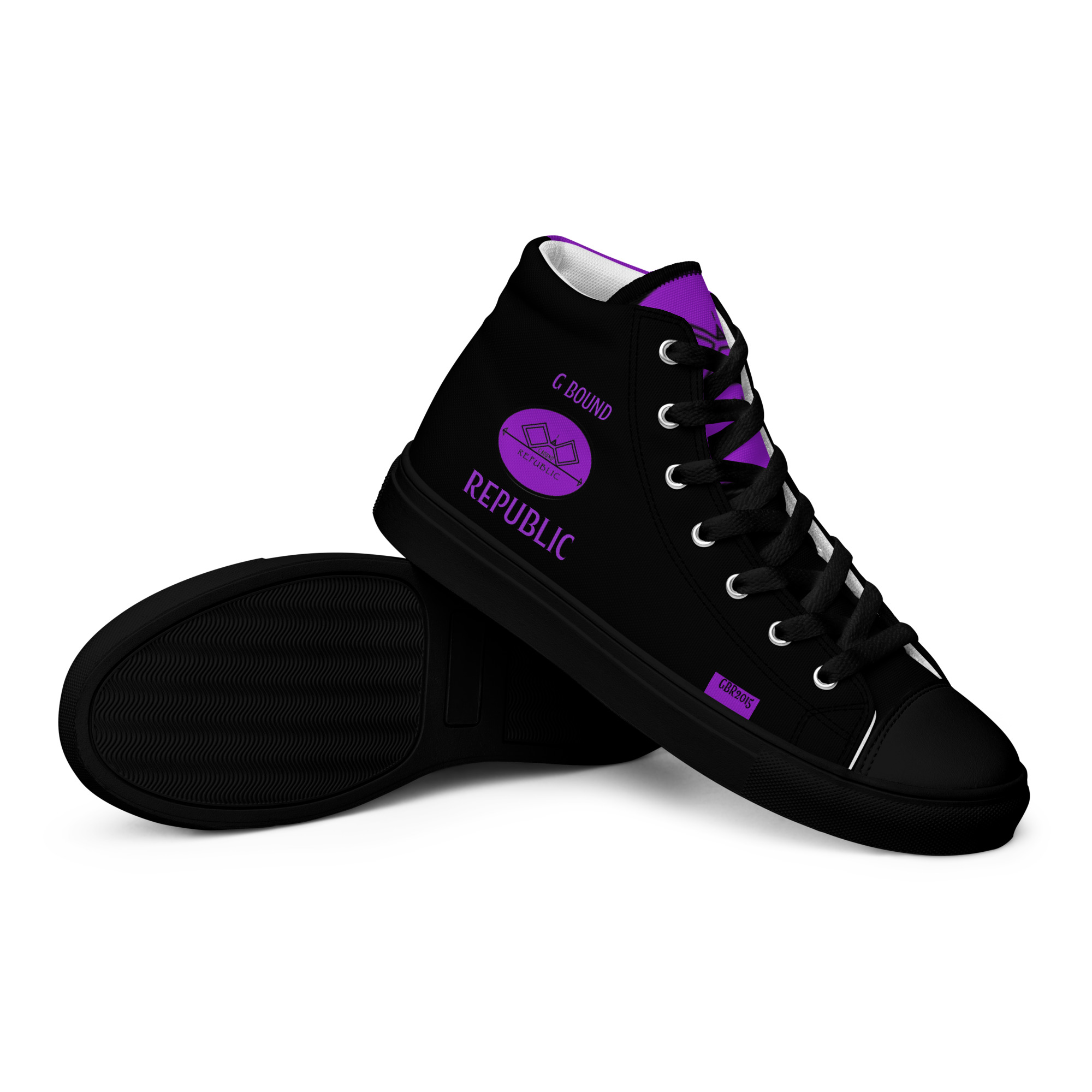 G Bound Republic Purple & Black Women’s High Top Canvas Shoes - Image 4