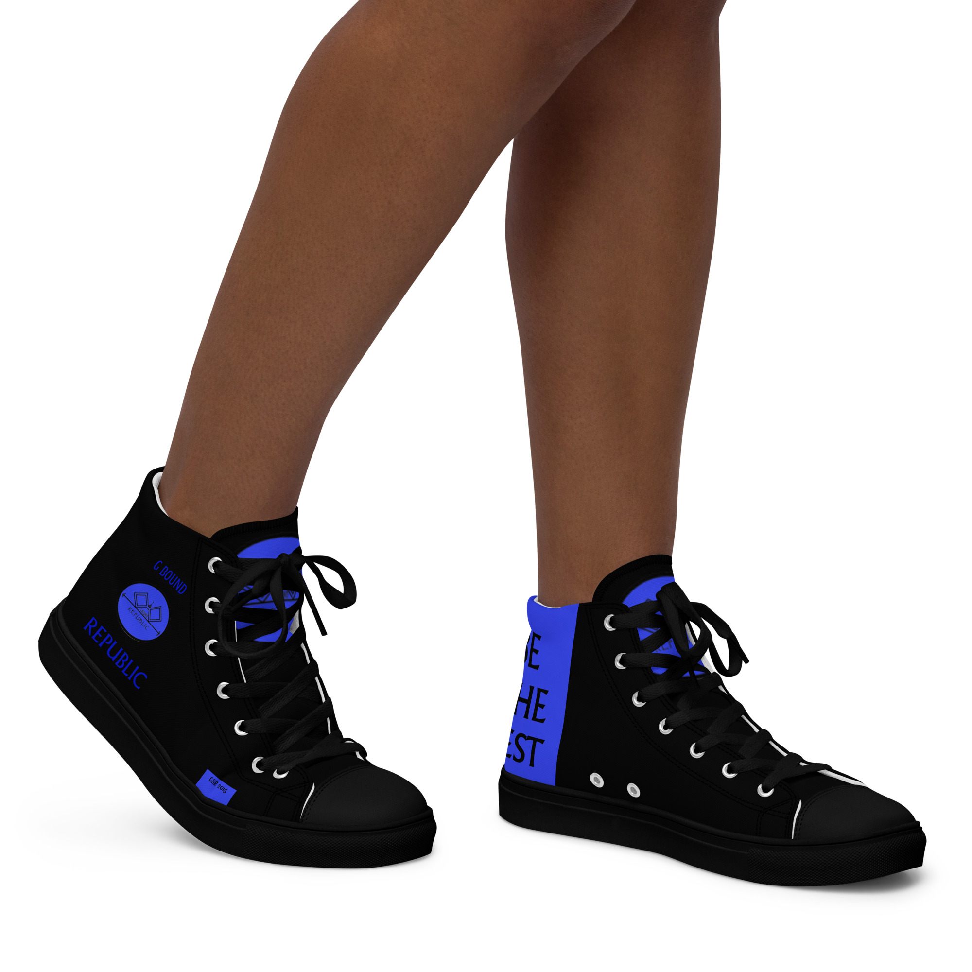 G Bound Republic Blue & Black Women’s High Top Canvas Shoes - Image 3
