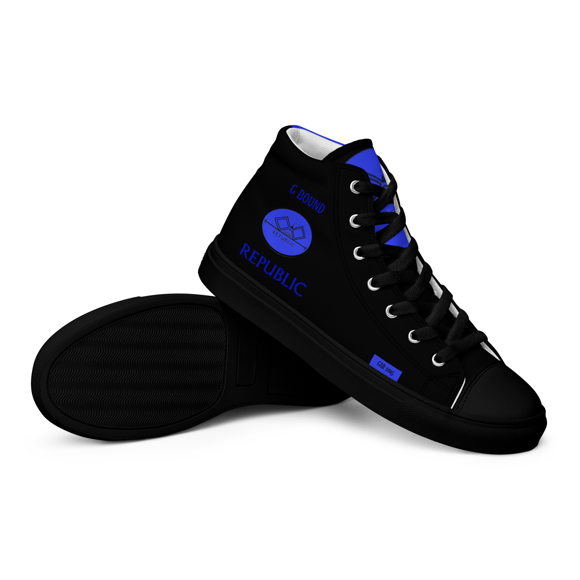 G Bound Republic Blue & Black Women’s High Top Canvas Shoes - Image 4
