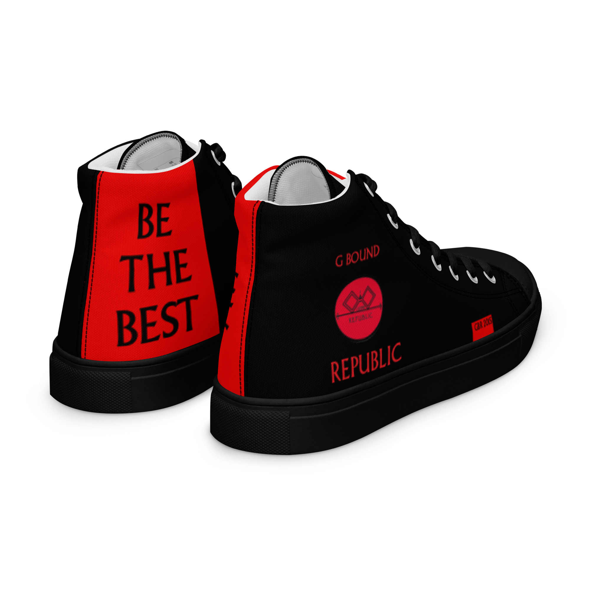 G Bound Republic Red & Black Women’s High Top Canvas Shoes - Image 5