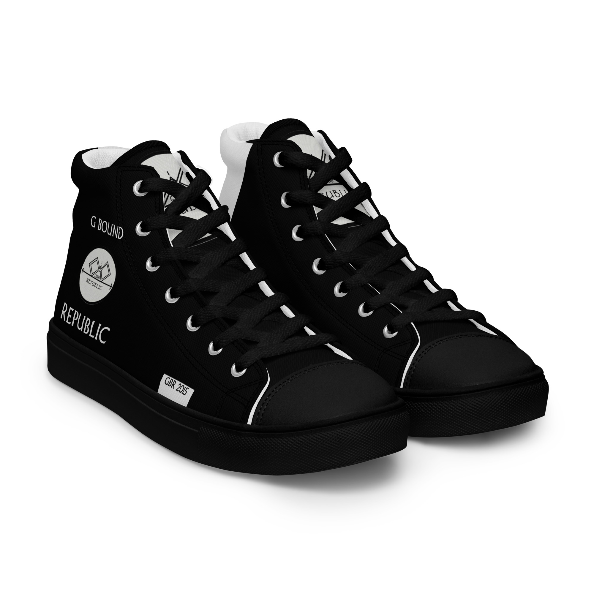 G Bound Republic Silver & Black Women’s high top canvas shoes - Image 4