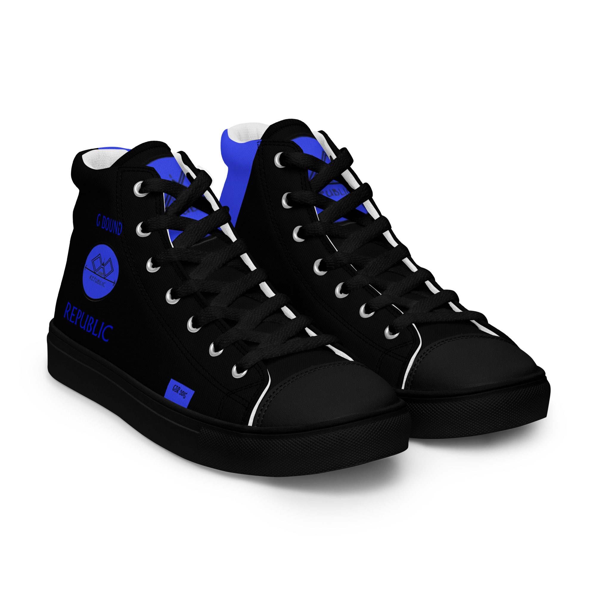 G Bound Republic Blue & Black Women’s High Top Canvas Shoes - Image 5