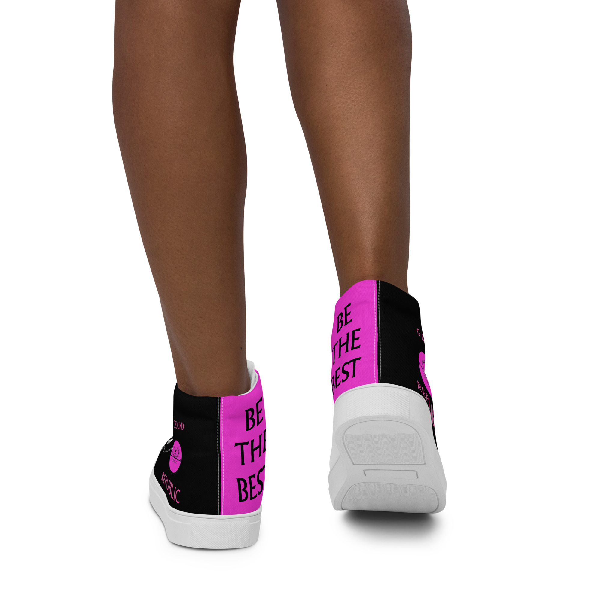 G Bound Republic Pink & Black Women’s High Top Canvas Shoes - Image 20