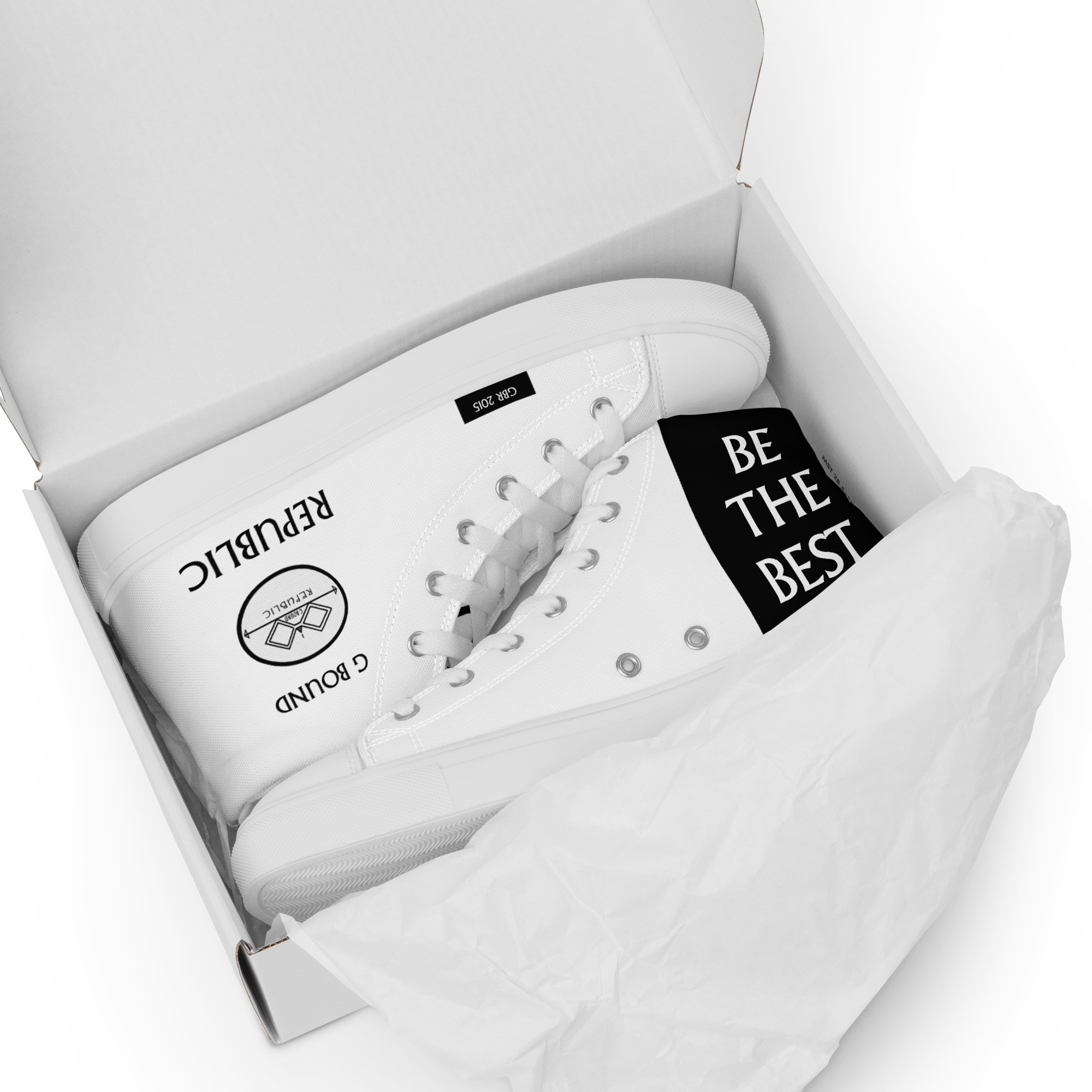 G Bound Republic White Women’s High Top Canvas Shoes - Image 14