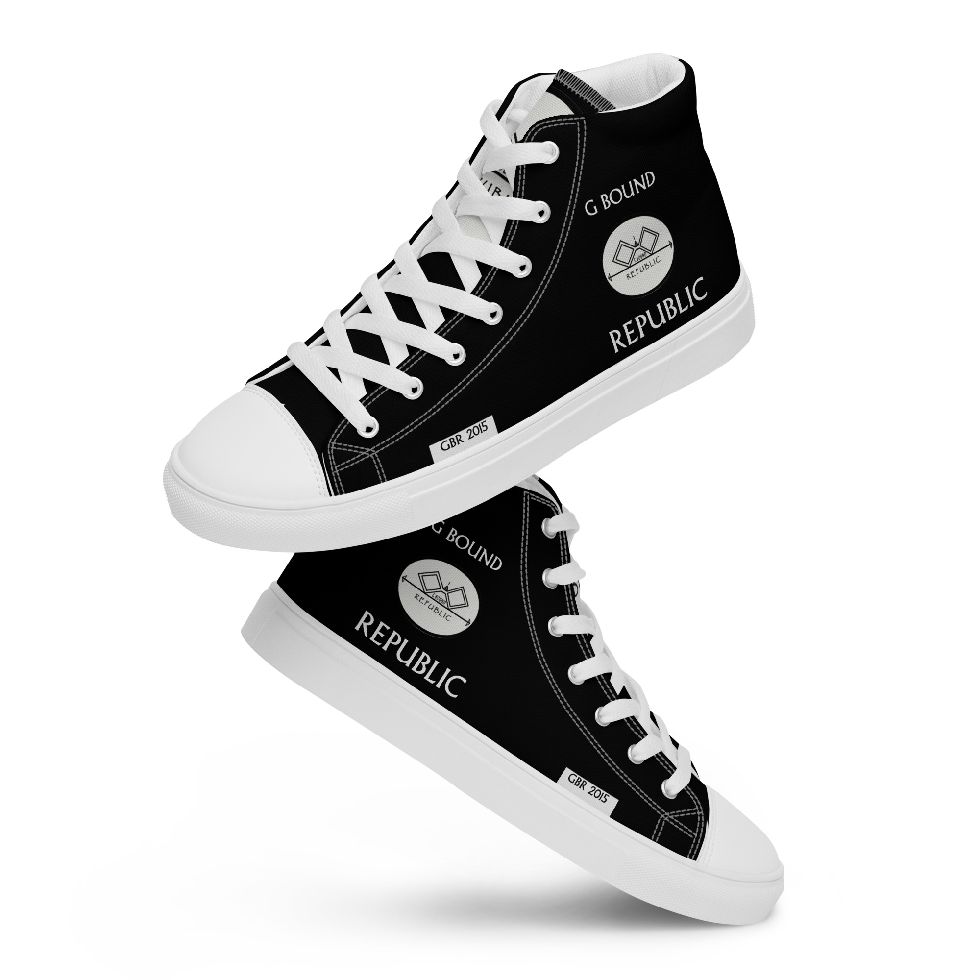 G Bound Republic Silver & Black Women’s high top canvas shoes - Image 11