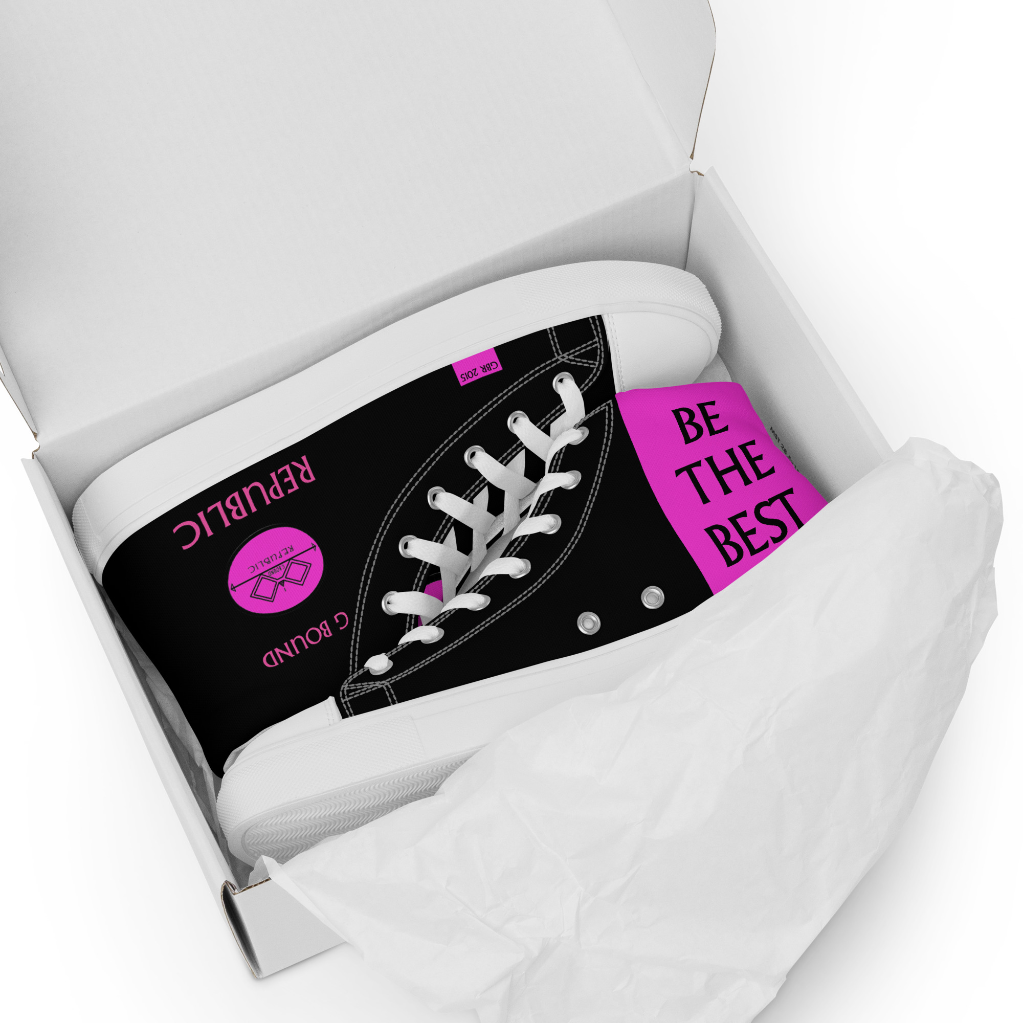 G Bound Republic Pink & Black Women’s High Top Canvas Shoes - Image 16