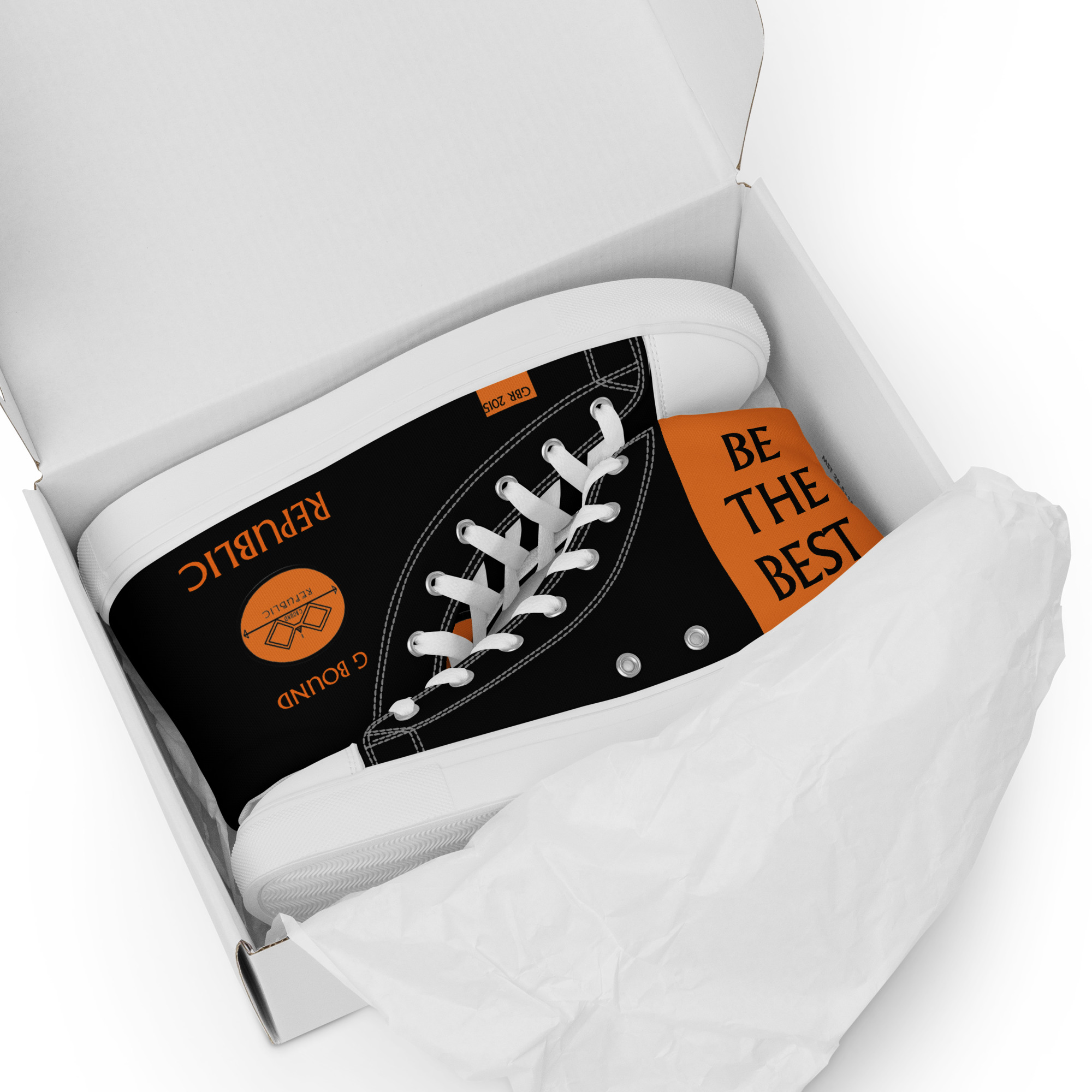 G Bound Republic Orange & Black Women’s High Top Canvas Shoes - Image 16