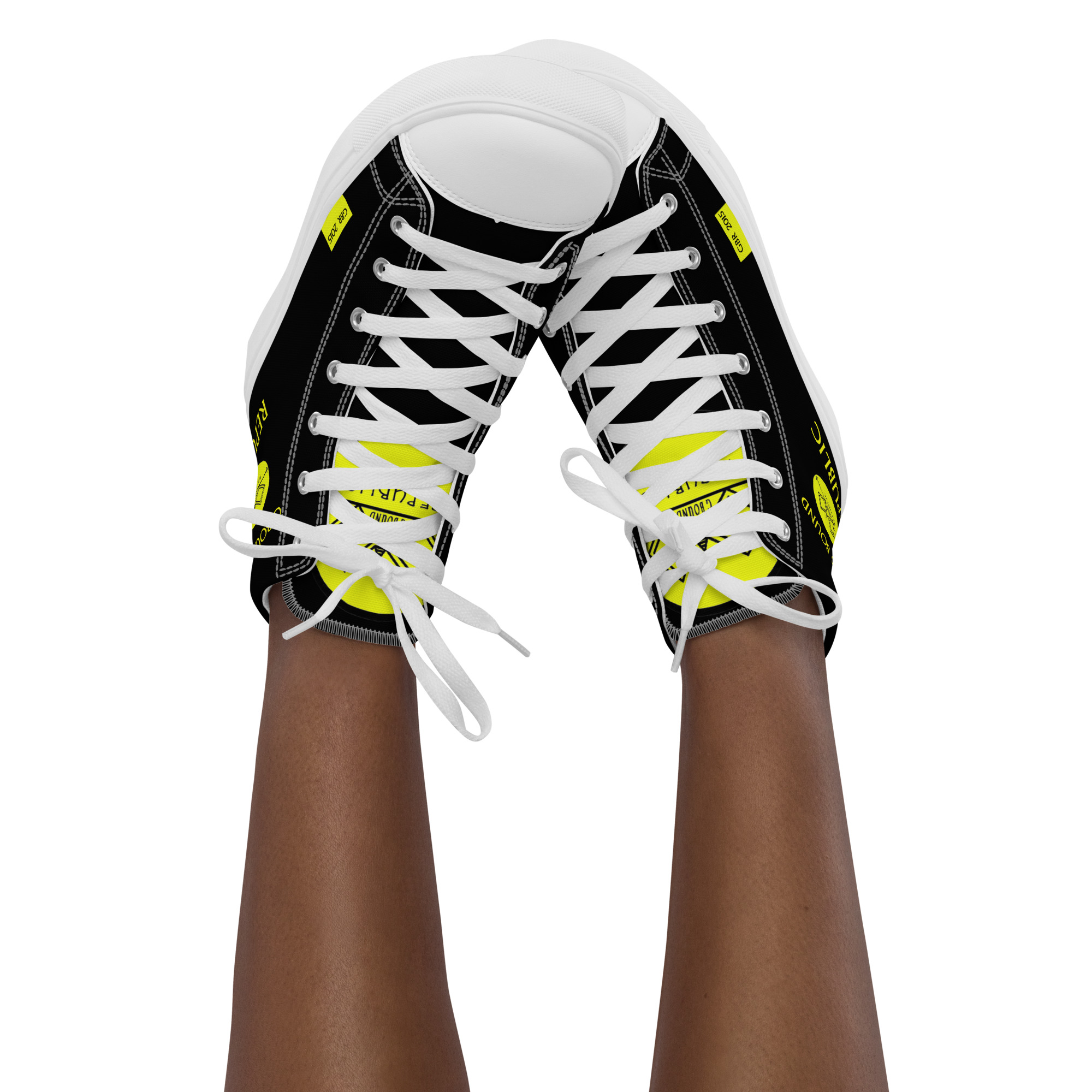 G Bound Republic Yellow & Black Women’s High Top Canvas Shoes - Image 16