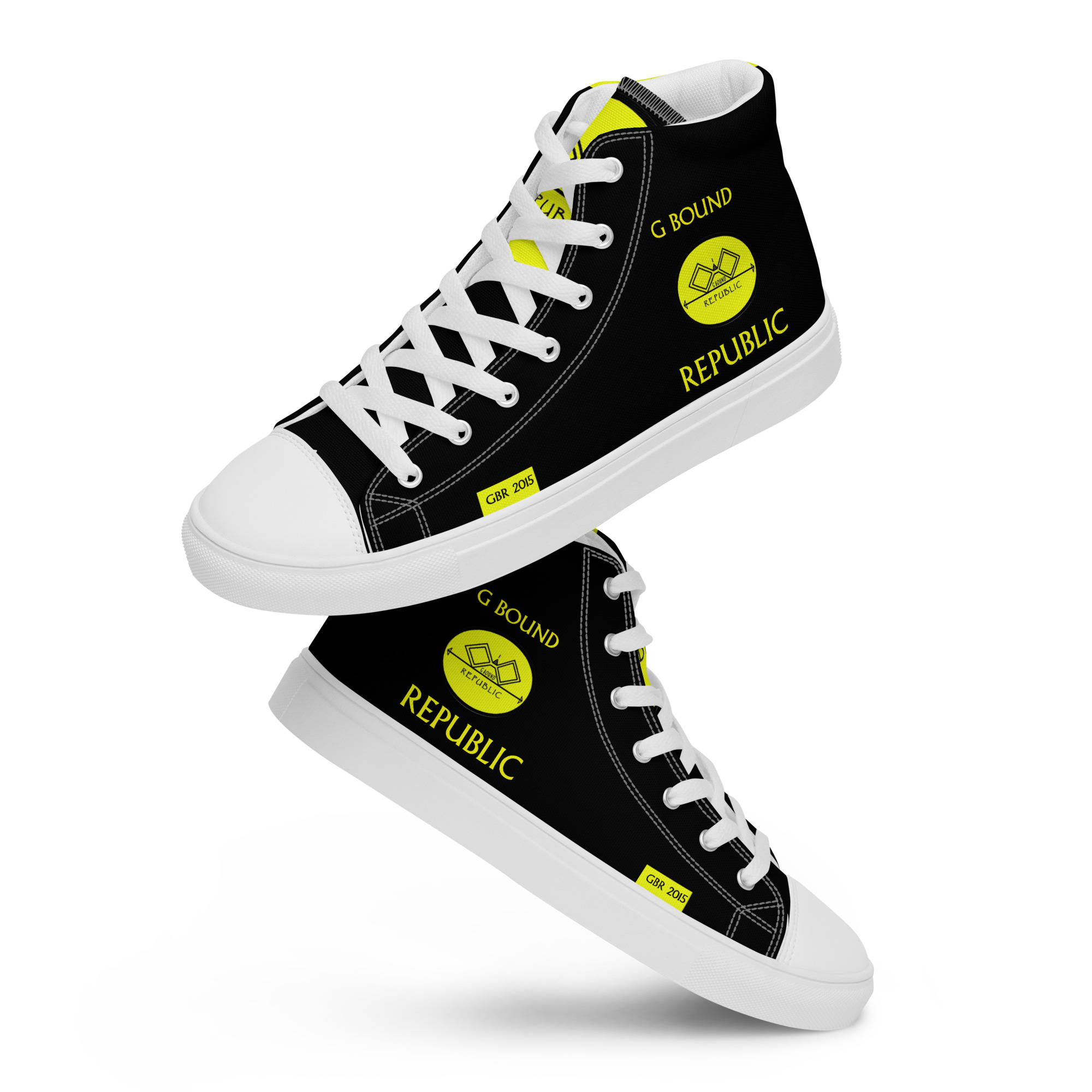 G Bound Republic Yellow & Black Women’s High Top Canvas Shoes - Image 18