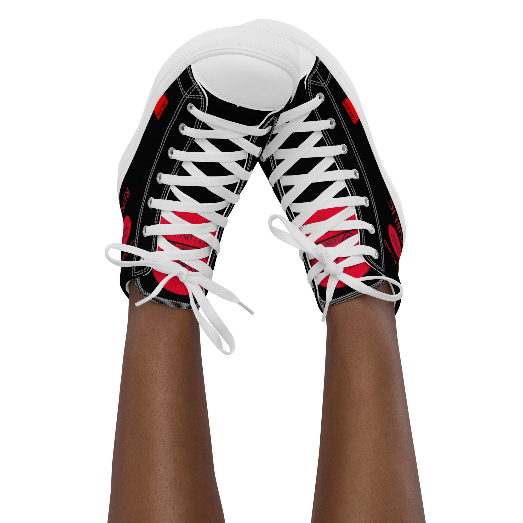 G Bound Republic Red & Black Women’s High Top Canvas Shoes - Image 17