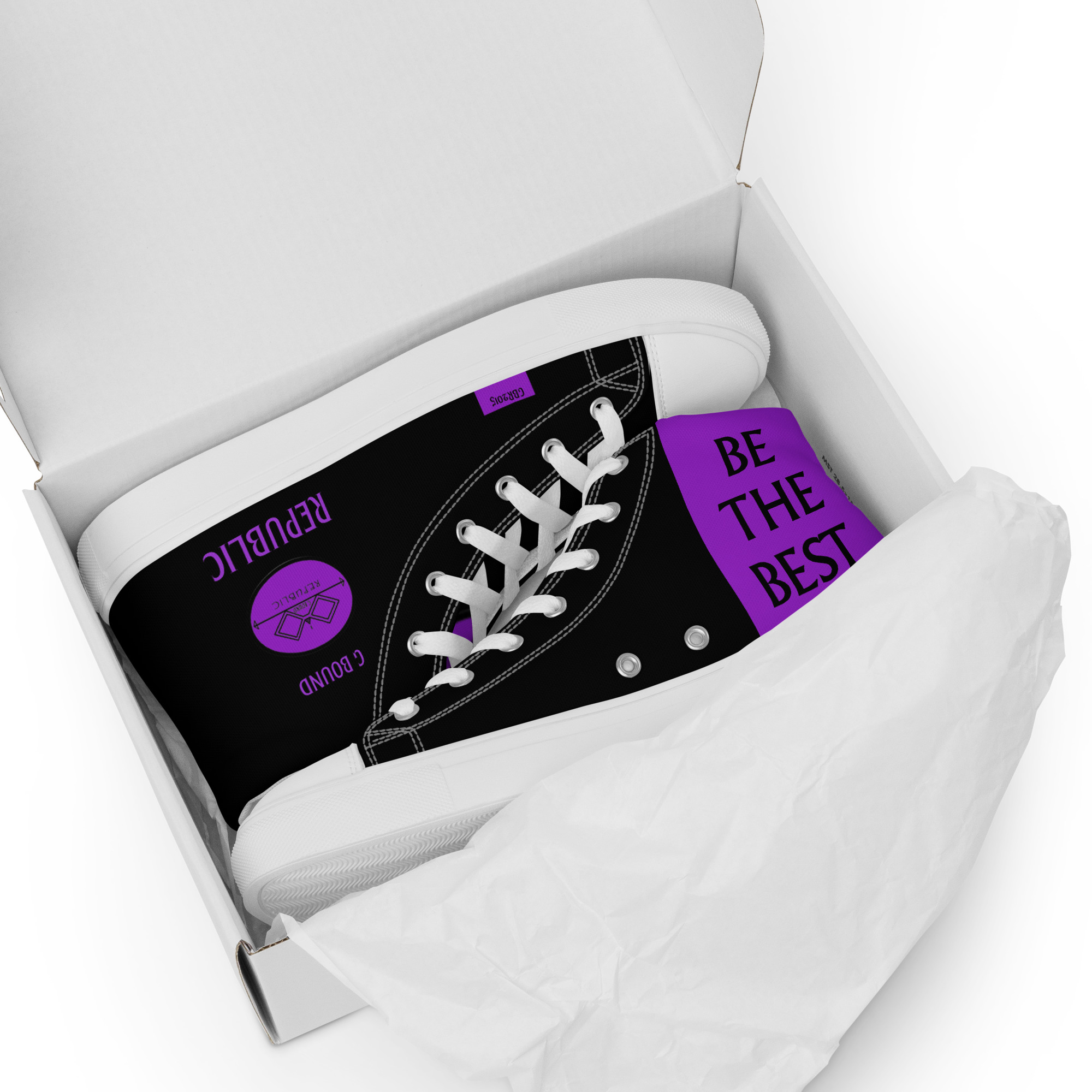 G Bound Republic Purple & Black Women’s High Top Canvas Shoes - Image 17