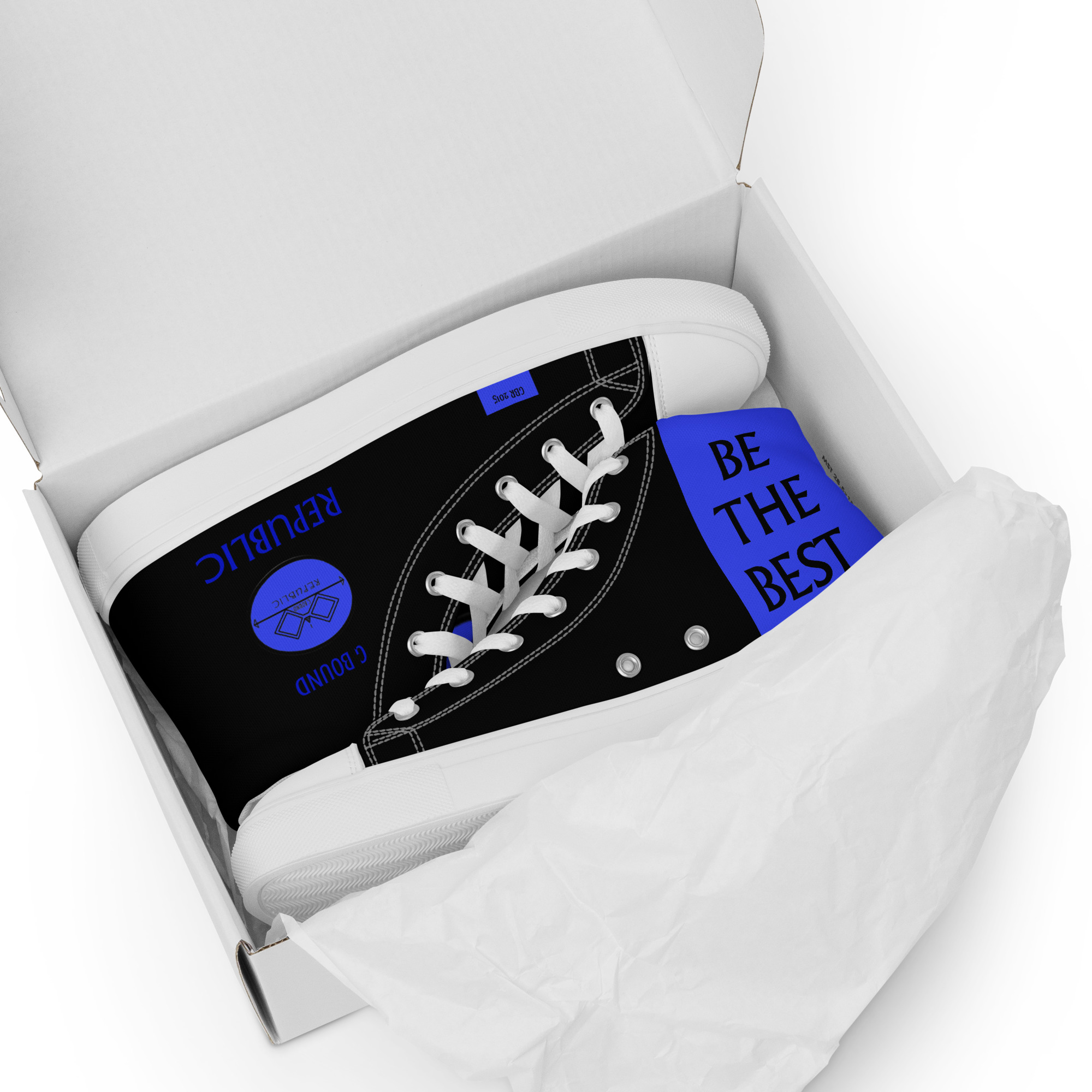 G Bound Republic Blue & Black Women’s High Top Canvas Shoes - Image 21