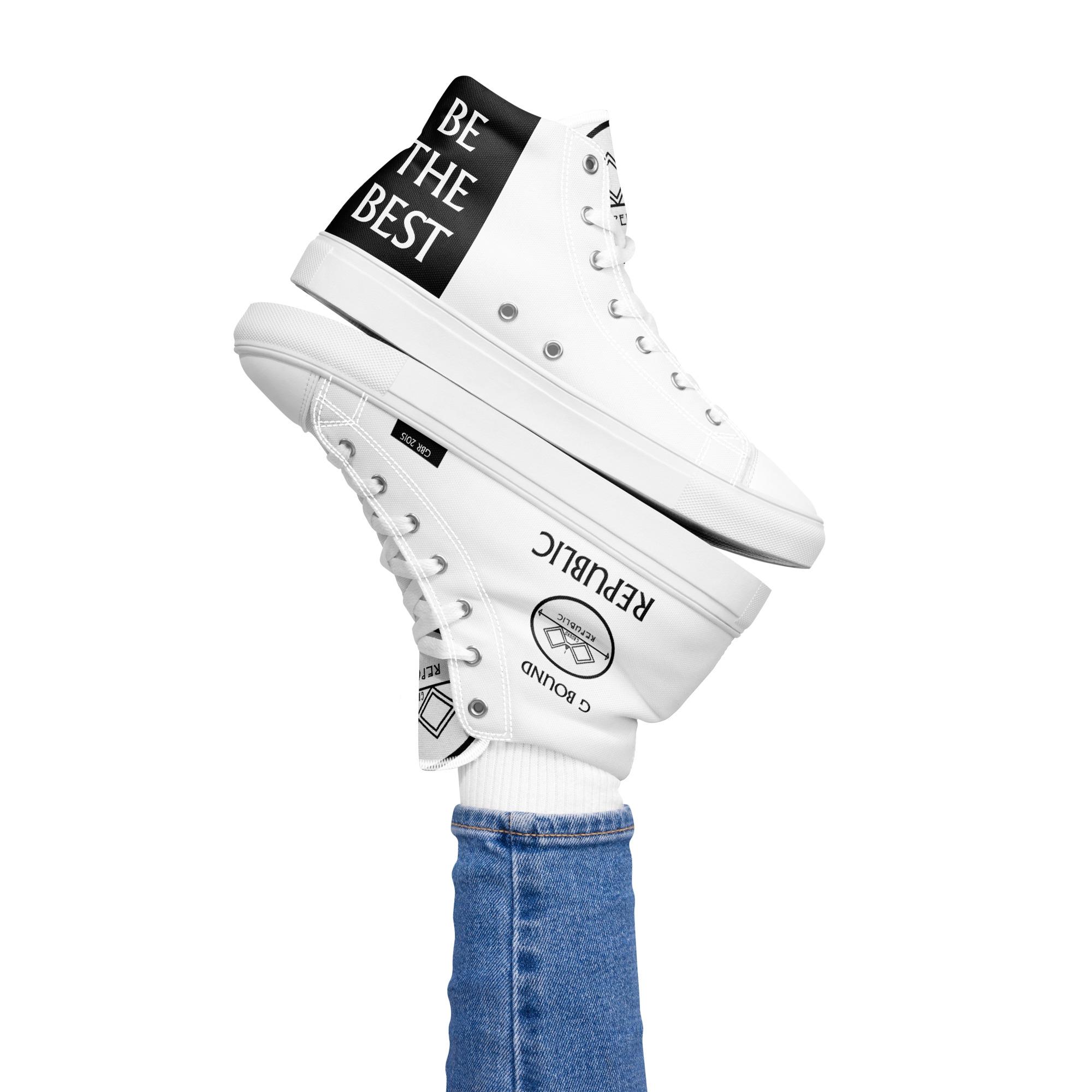 G Bound Republic White Women’s High Top Canvas Shoes - Image 9