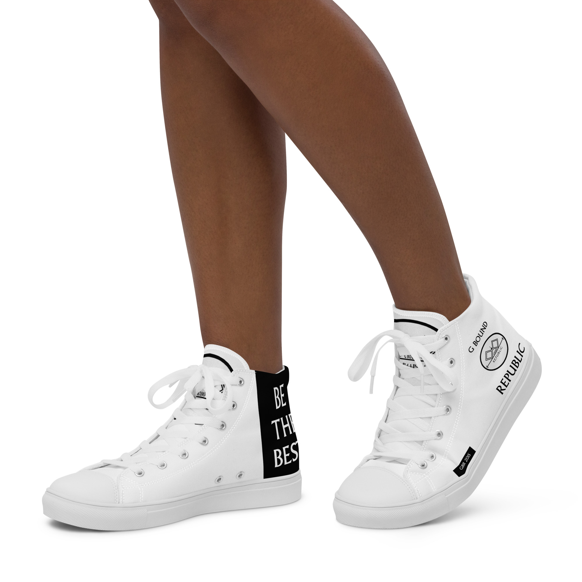 G Bound Republic White Women’s High Top Canvas Shoes - Image 15