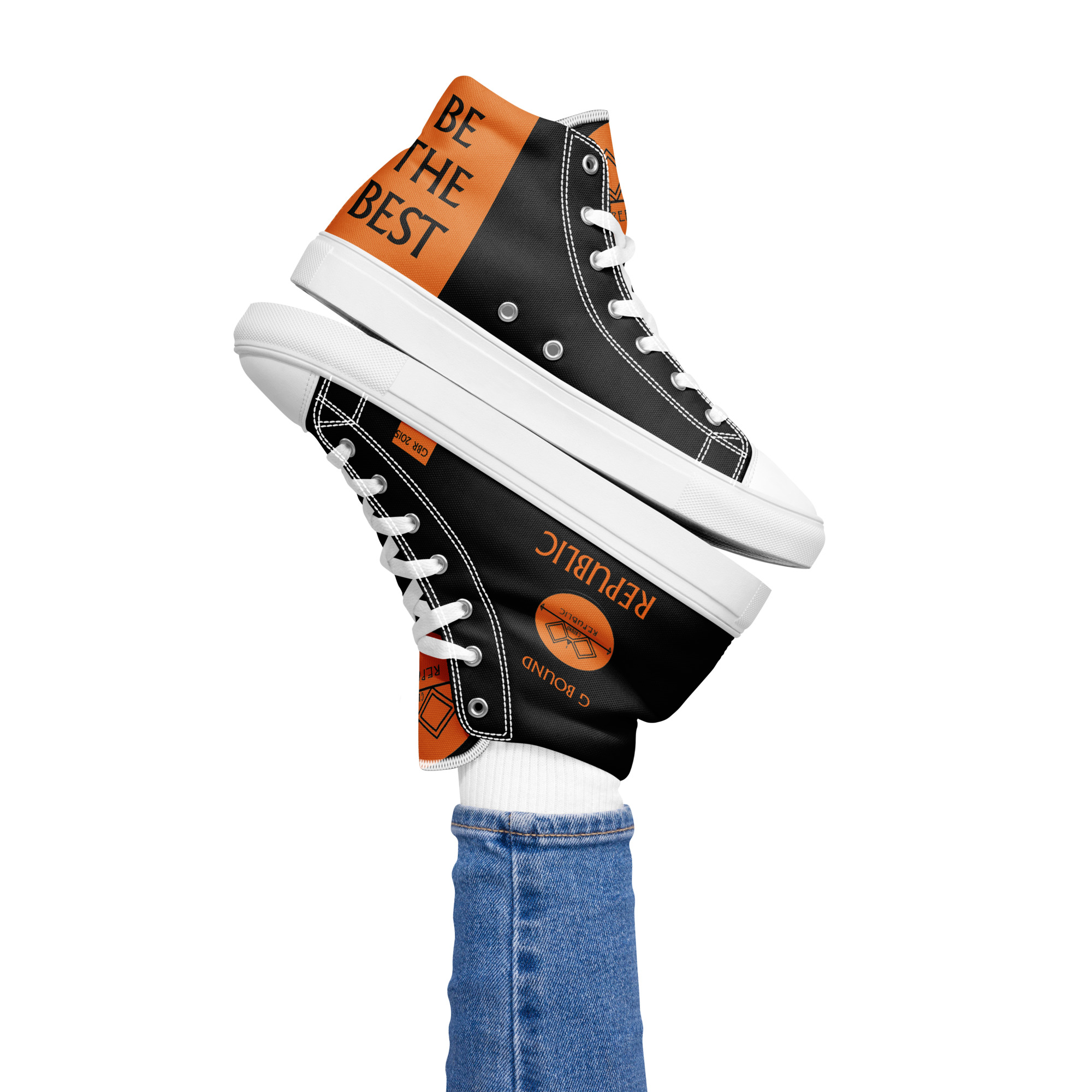 G Bound Republic Orange & Black Women’s High Top Canvas Shoes - Image 12