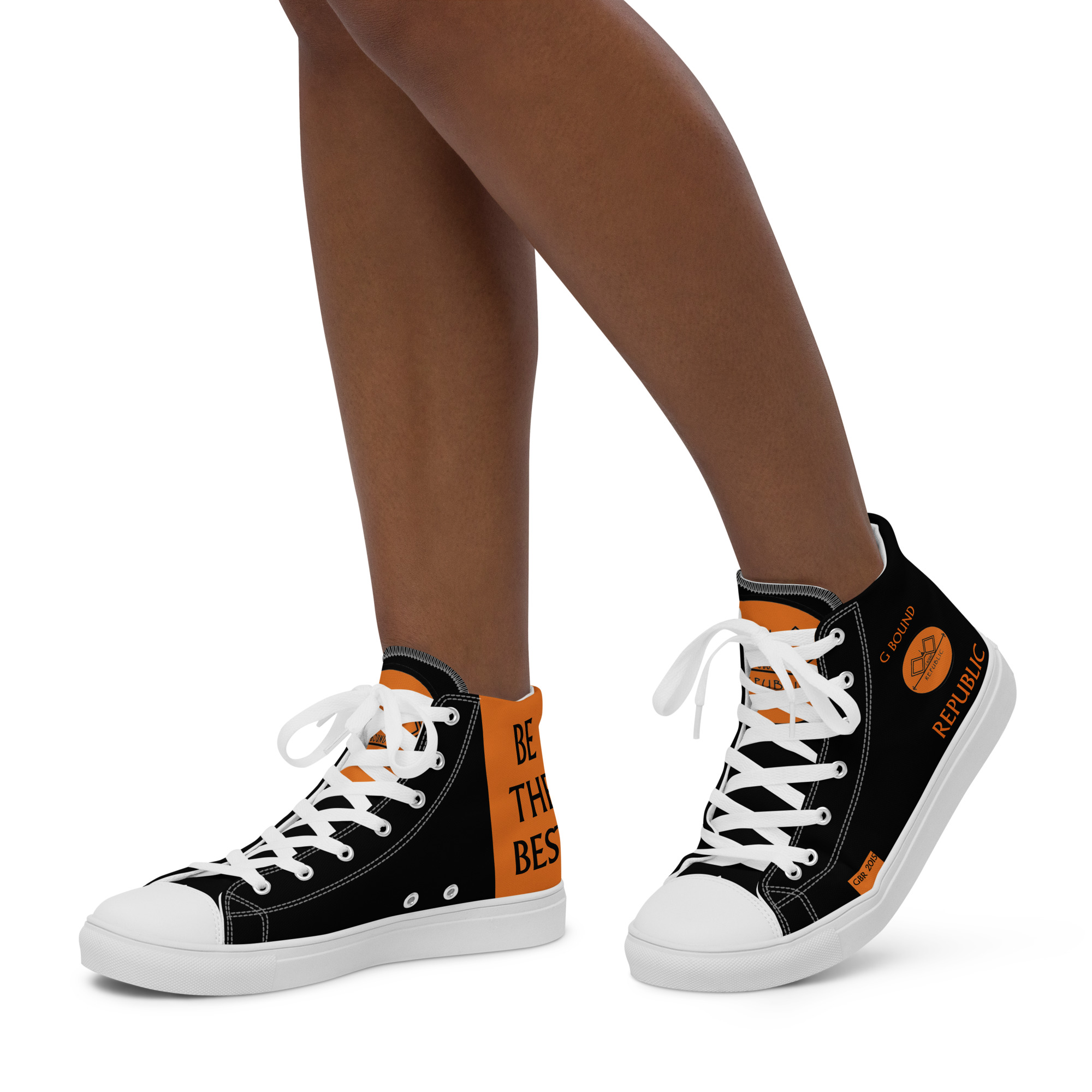 G Bound Republic Orange & Black Women’s High Top Canvas Shoes - Image 14