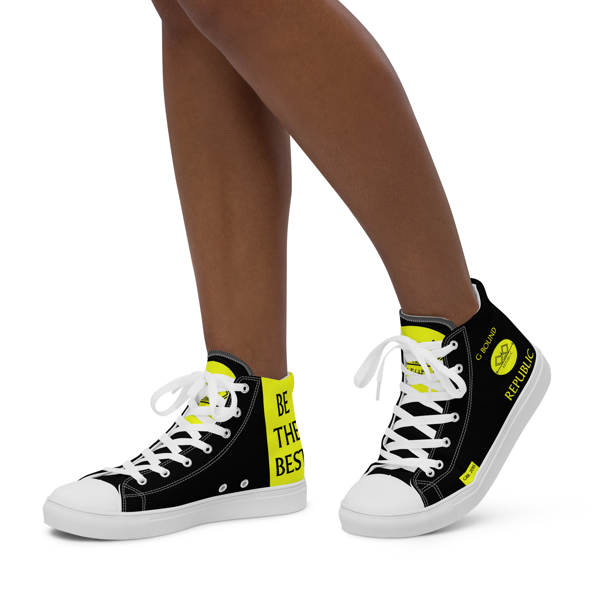 G Bound Republic Yellow & Black Women’s High Top Canvas Shoes - Image 17