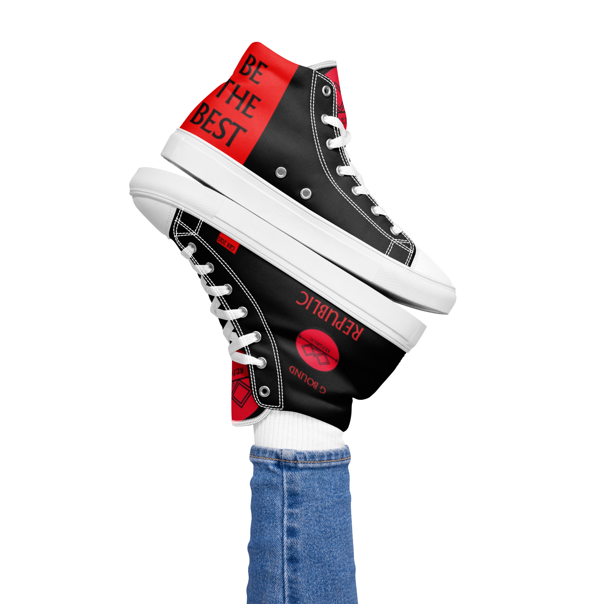 G Bound Republic Red & Black Women’s High Top Canvas Shoes - Image 13