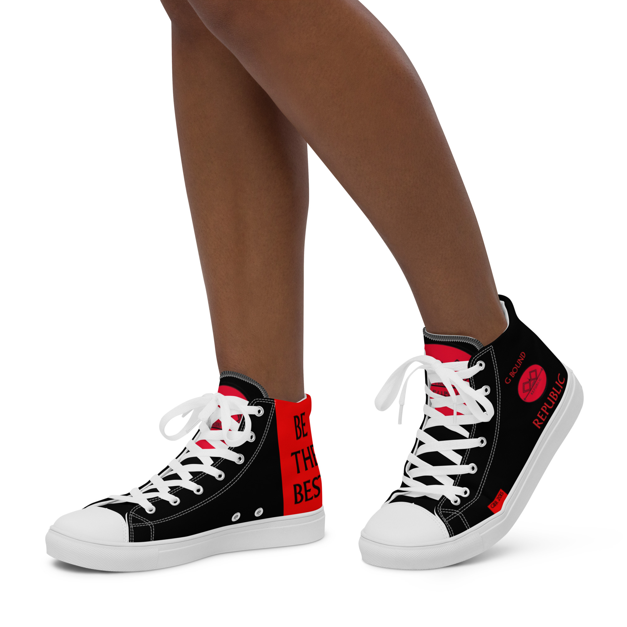 G Bound Republic Red & Black Women’s High Top Canvas Shoes - Image 18