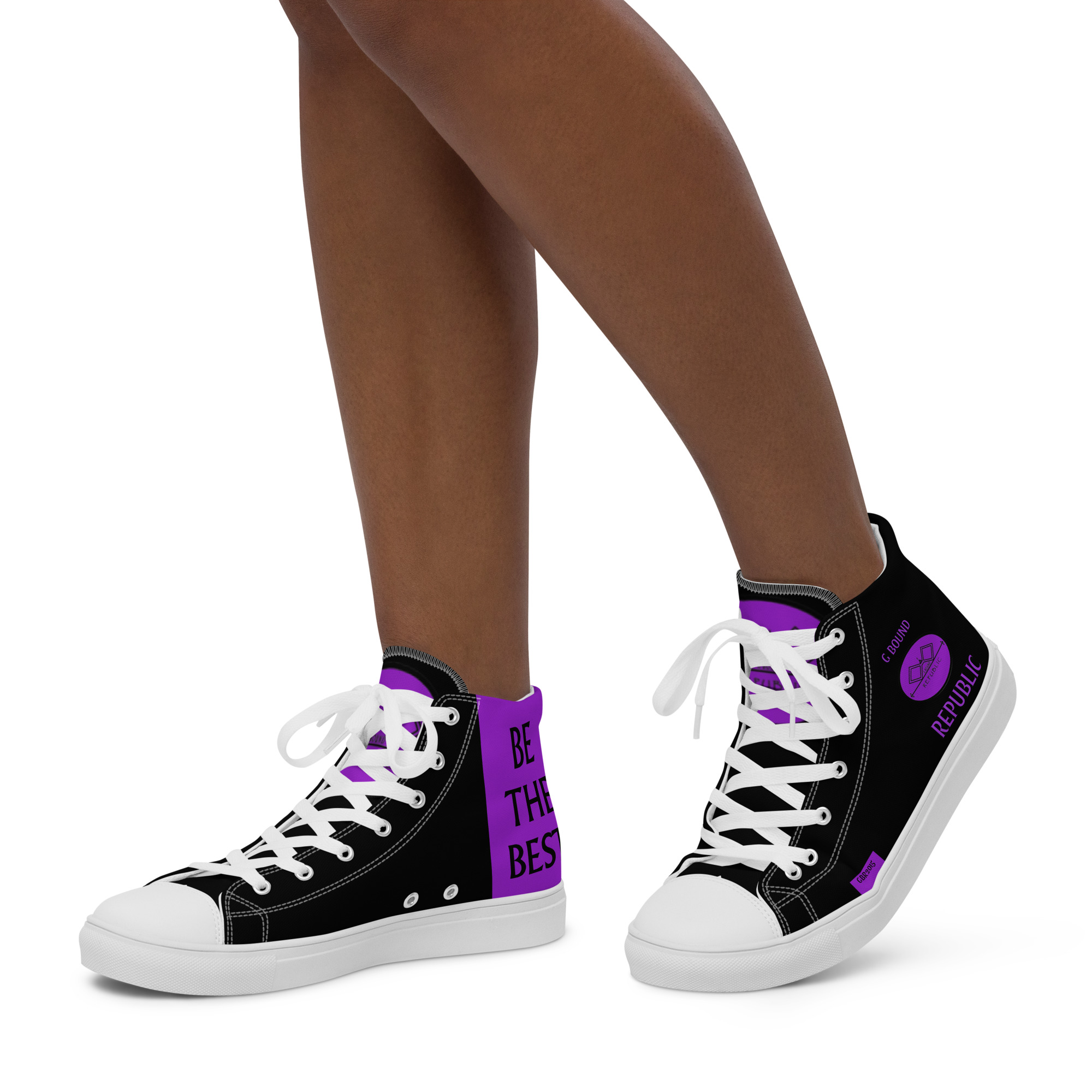 G Bound Republic Purple & Black Women’s High Top Canvas Shoes - Image 14