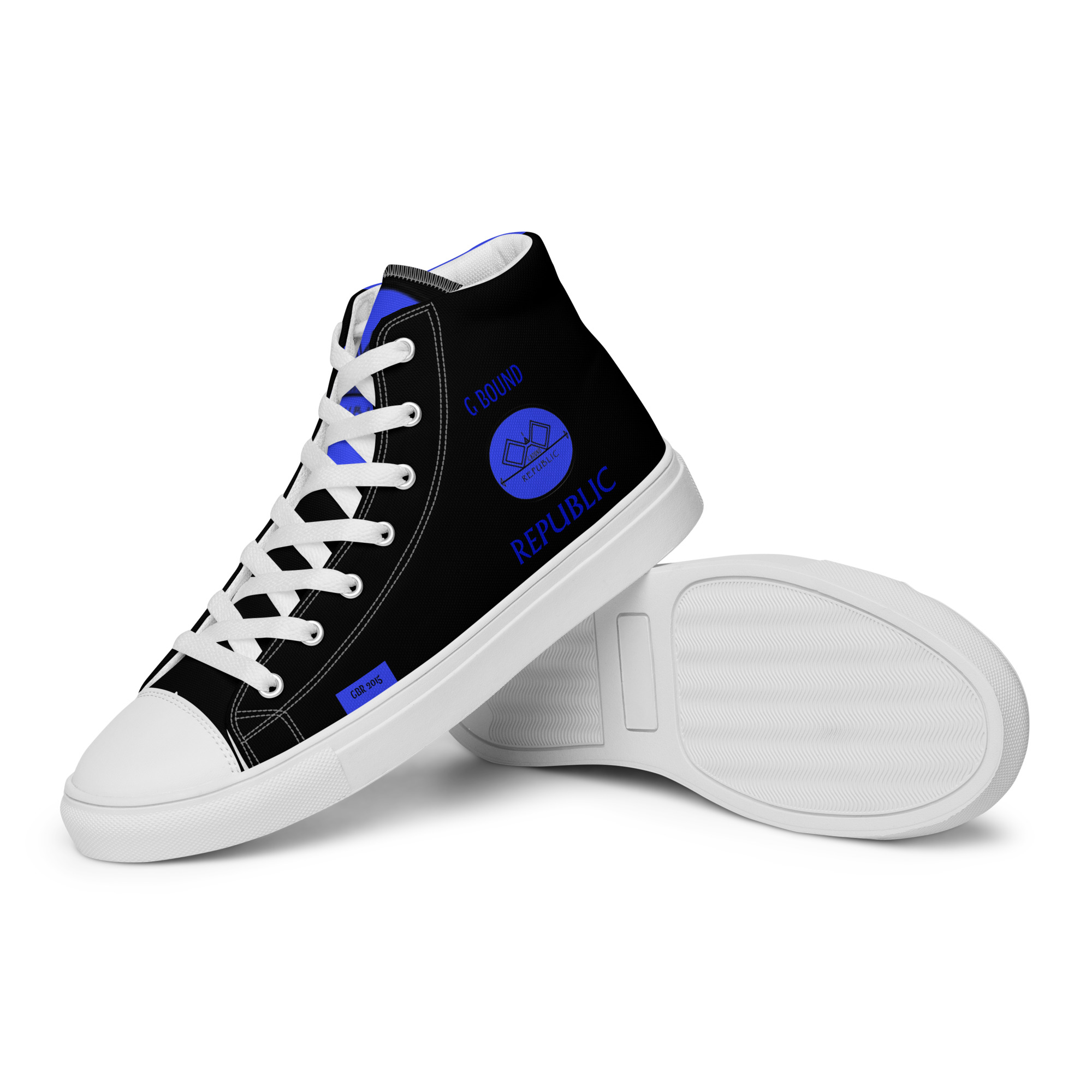 G Bound Republic Blue & Black Women’s High Top Canvas Shoes - Image 20