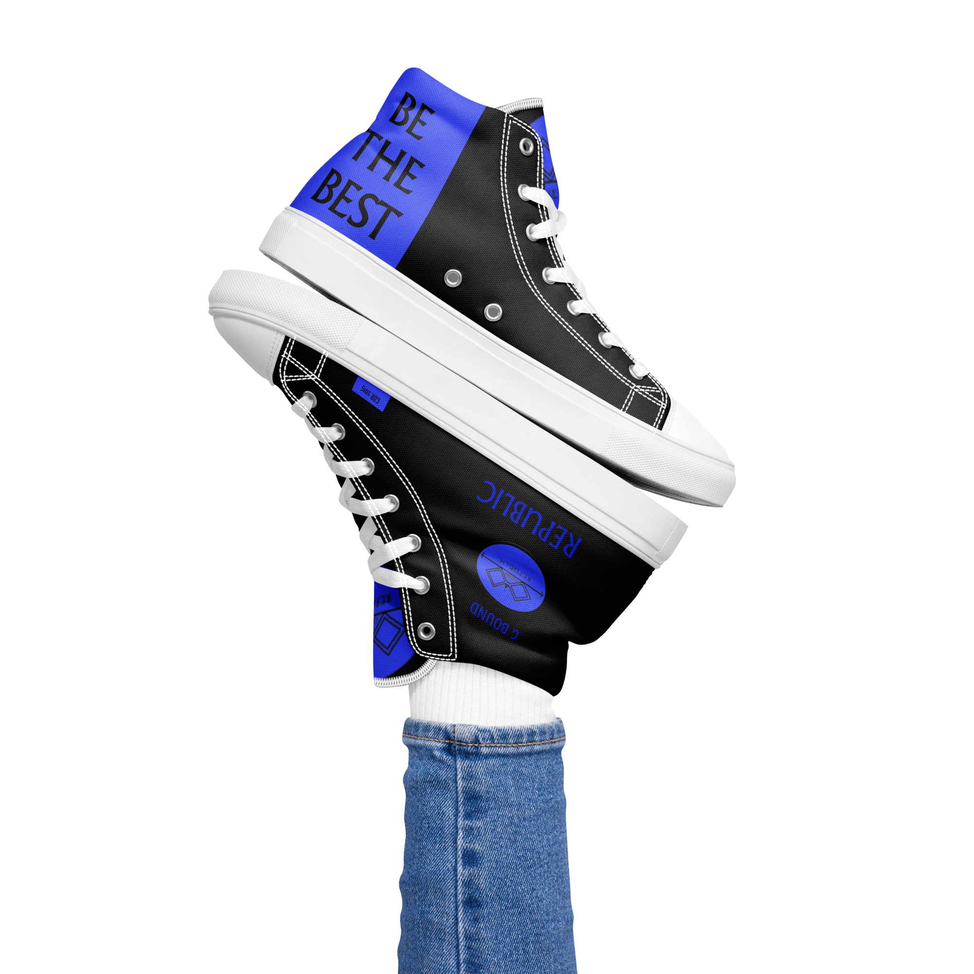 G Bound Republic Blue & Black Women’s High Top Canvas Shoes - Image 26