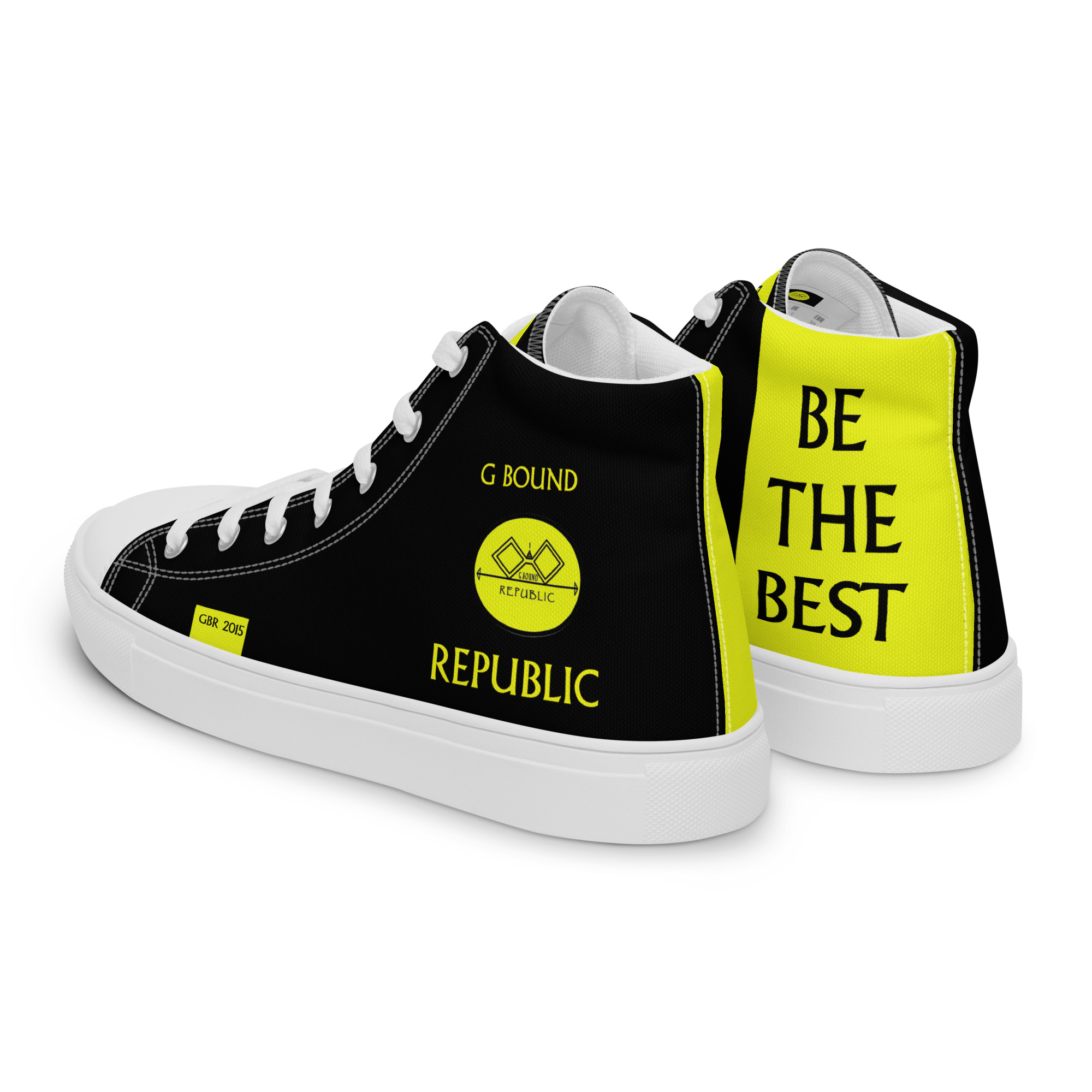 G Bound Republic Yellow & Black Women’s High Top Canvas Shoes - Image 20