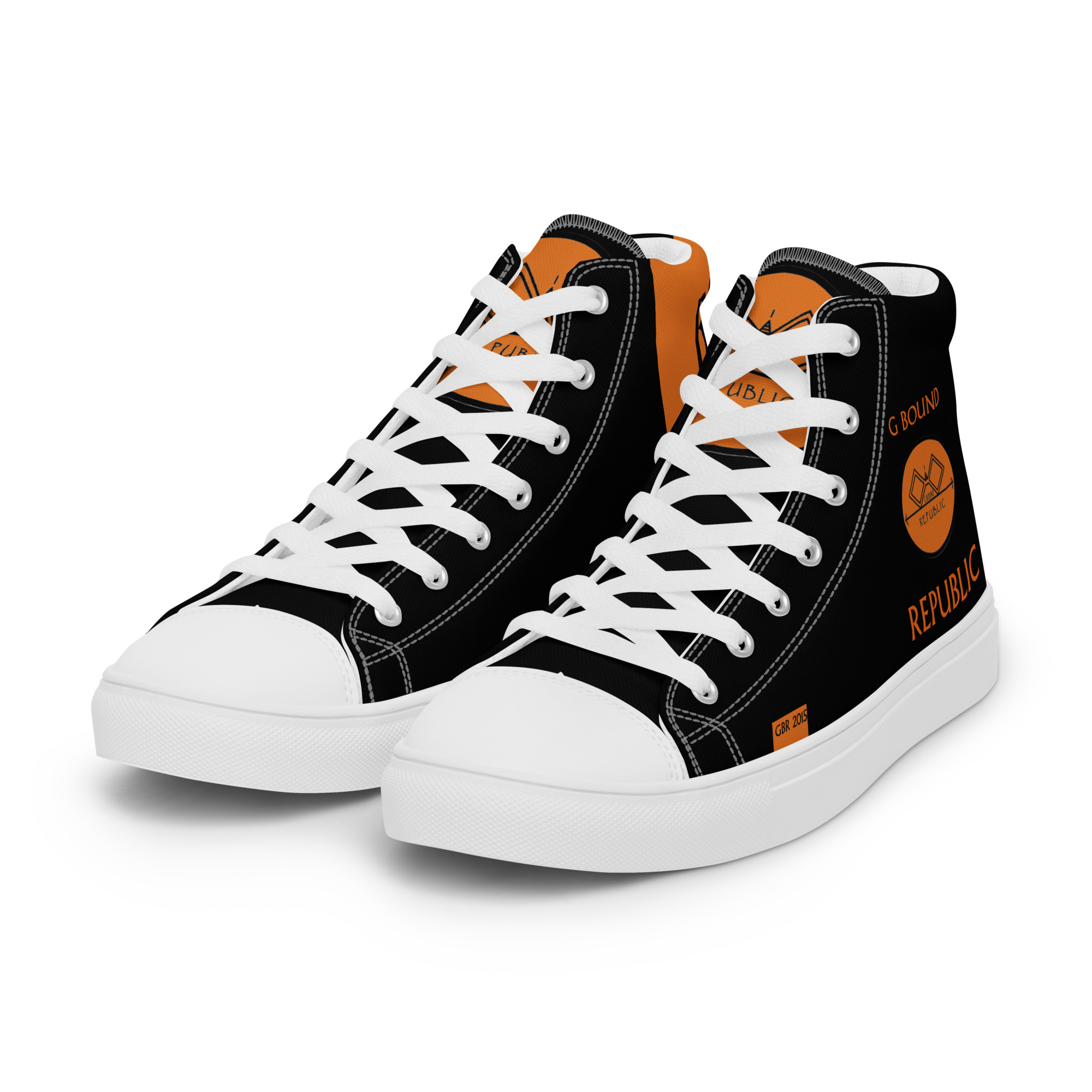 G Bound Republic Orange & Black Women’s High Top Canvas Shoes - Image 17