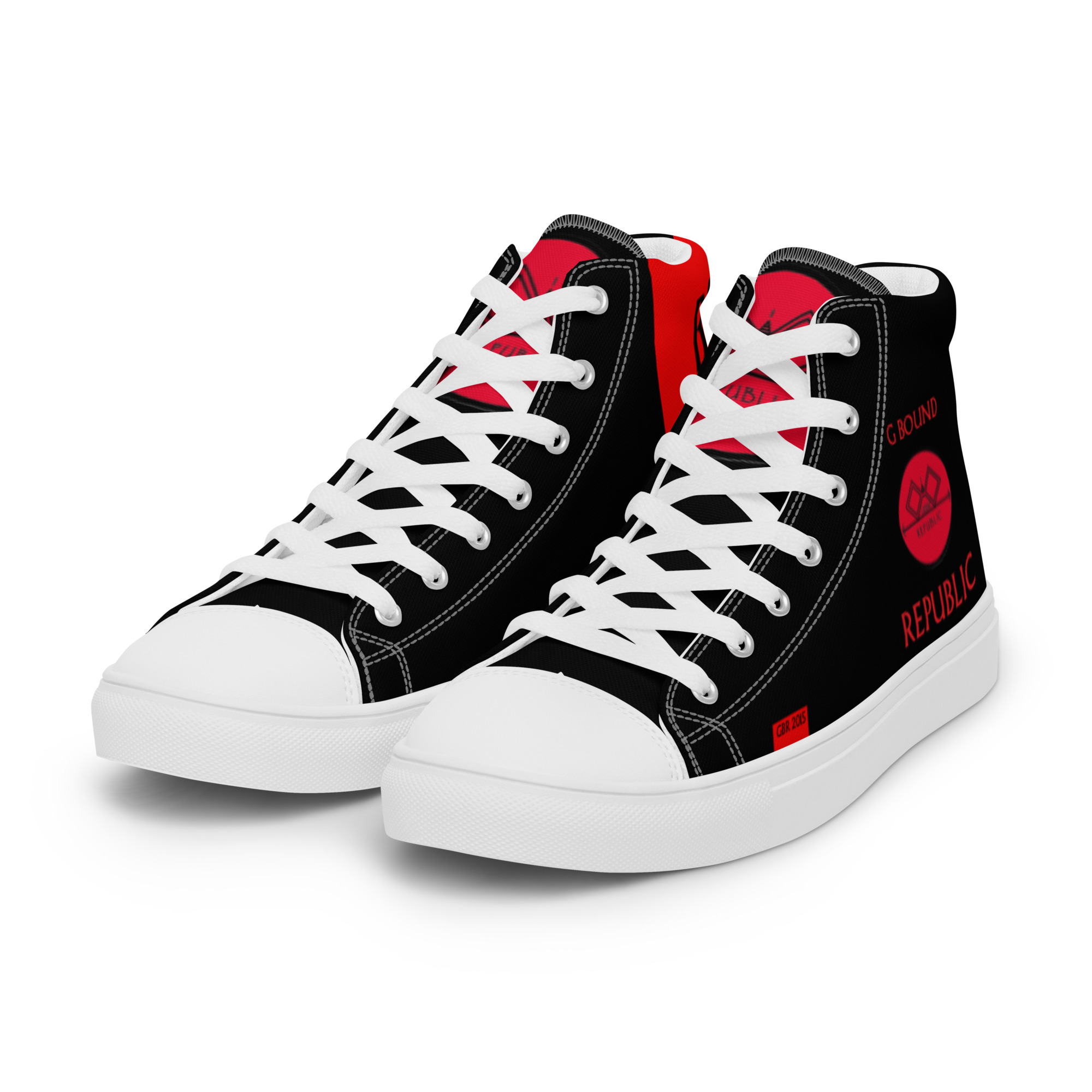 G Bound Republic Red & Black Women’s High Top Canvas Shoes - Image 21
