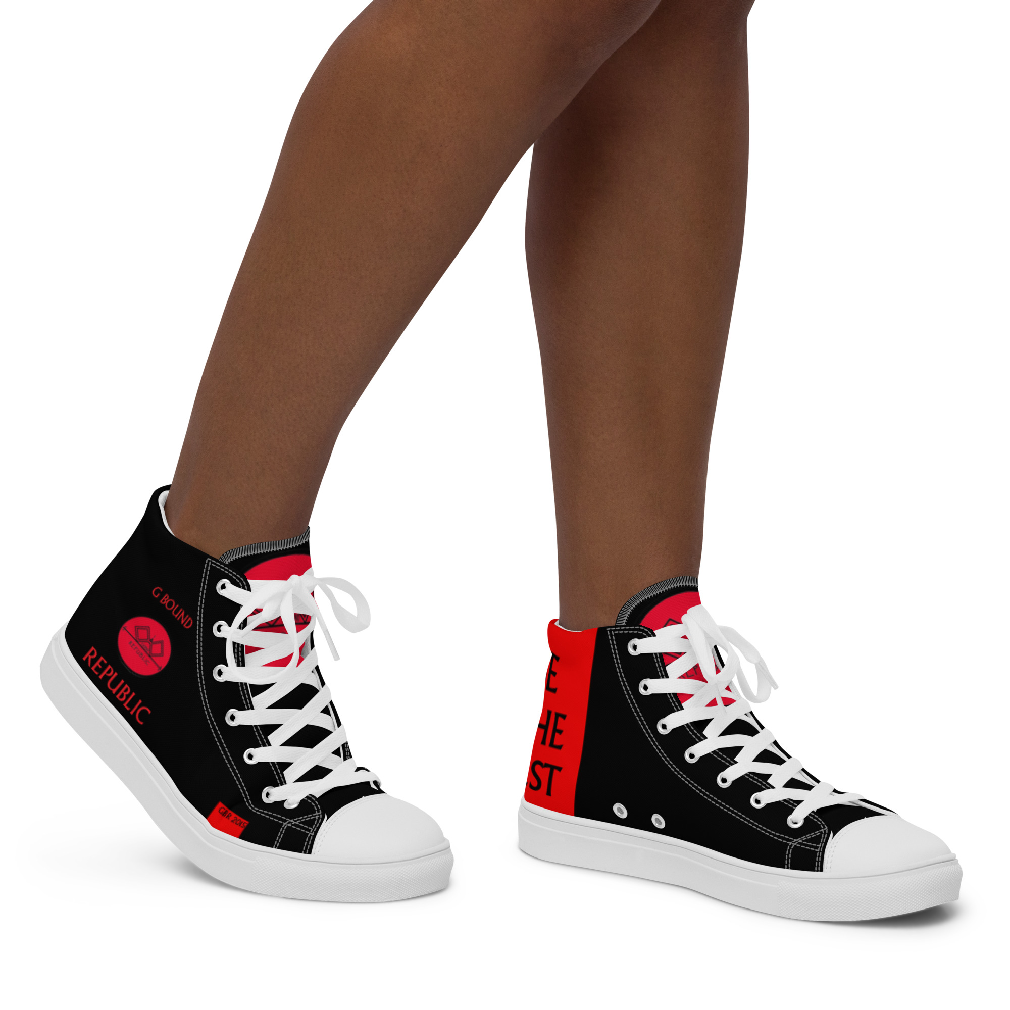 G Bound Republic Red & Black Women’s High Top Canvas Shoes - Image 14