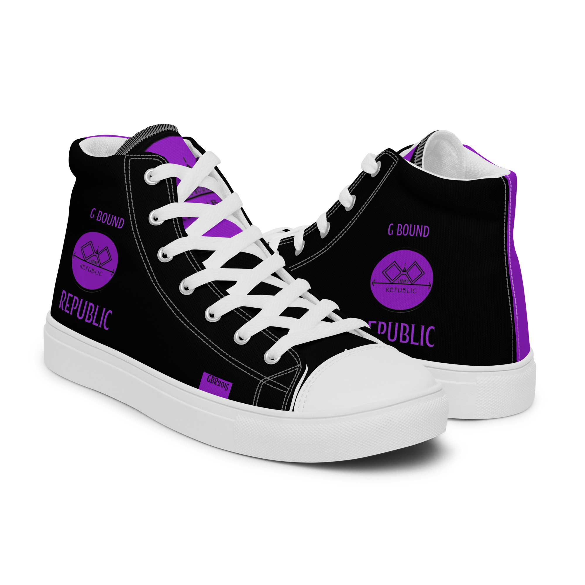 G Bound Republic Purple & Black Women’s High Top Canvas Shoes - Image 18