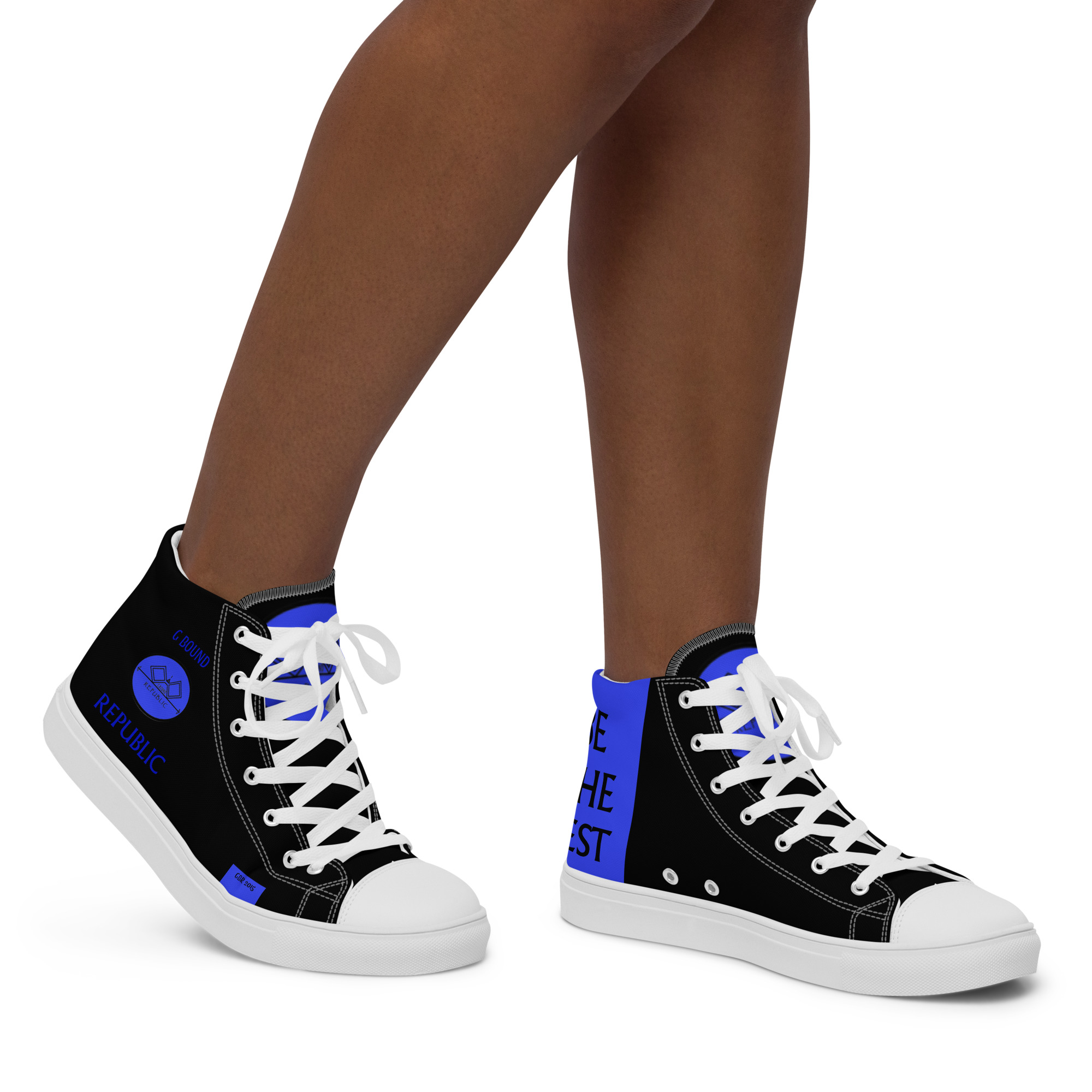 G Bound Republic Blue & Black Women’s High Top Canvas Shoes - Image 12