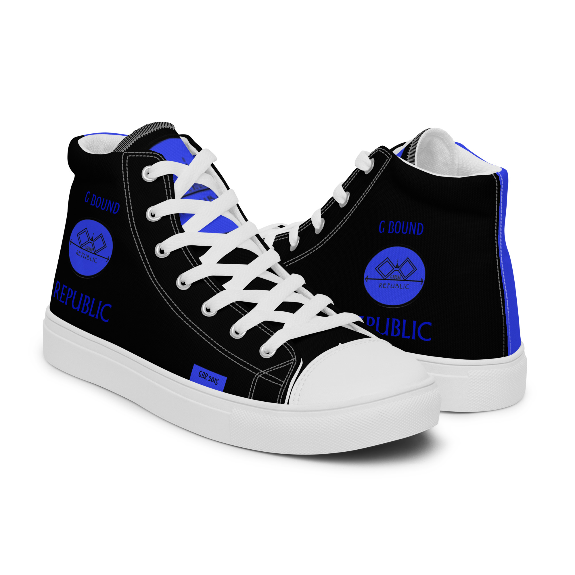 G Bound Republic Blue & Black Women’s High Top Canvas Shoes - Image 19