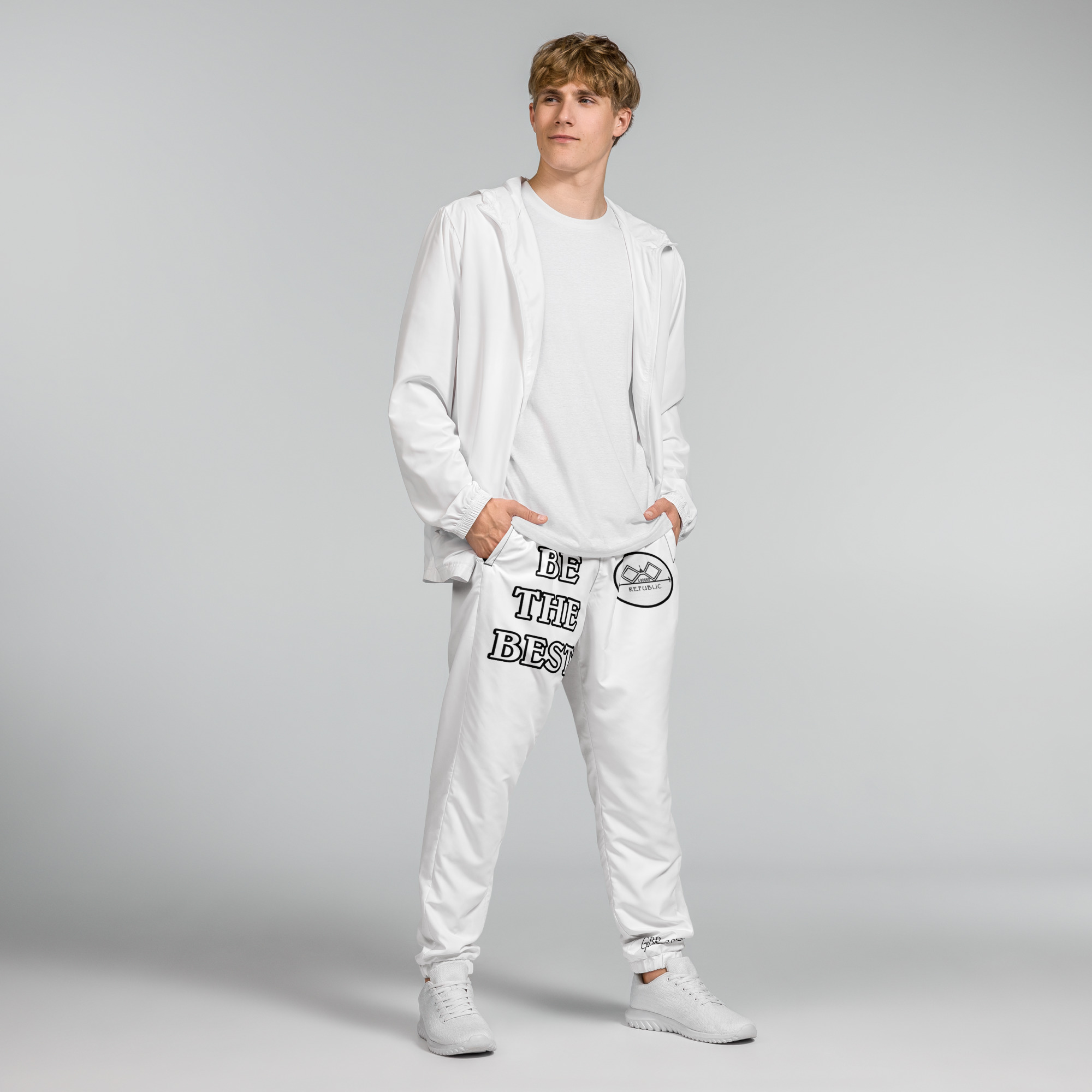 G Bound Republic White Unisex Track Pants - Image 3