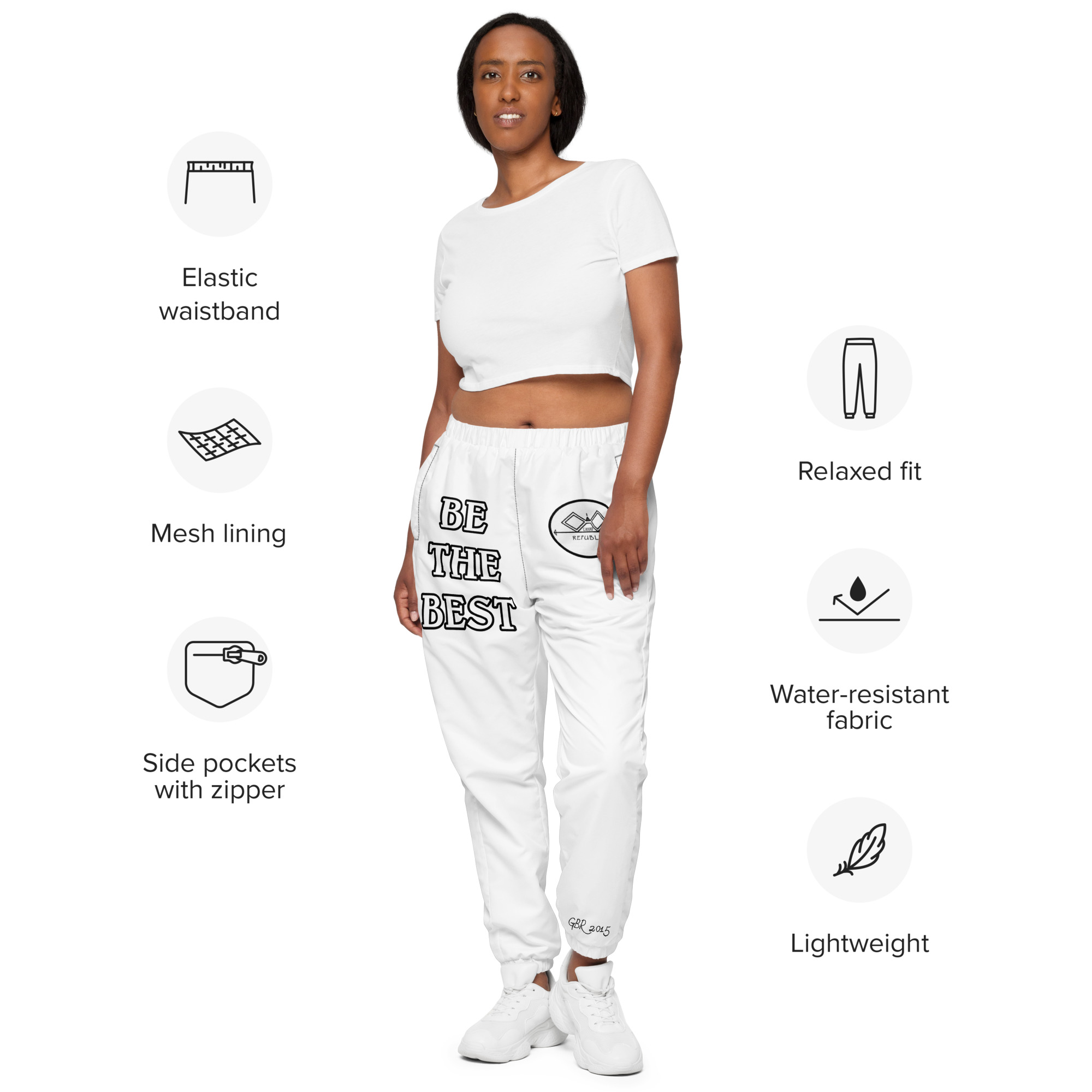 G Bound Republic White Unisex Track Pants - Image 4