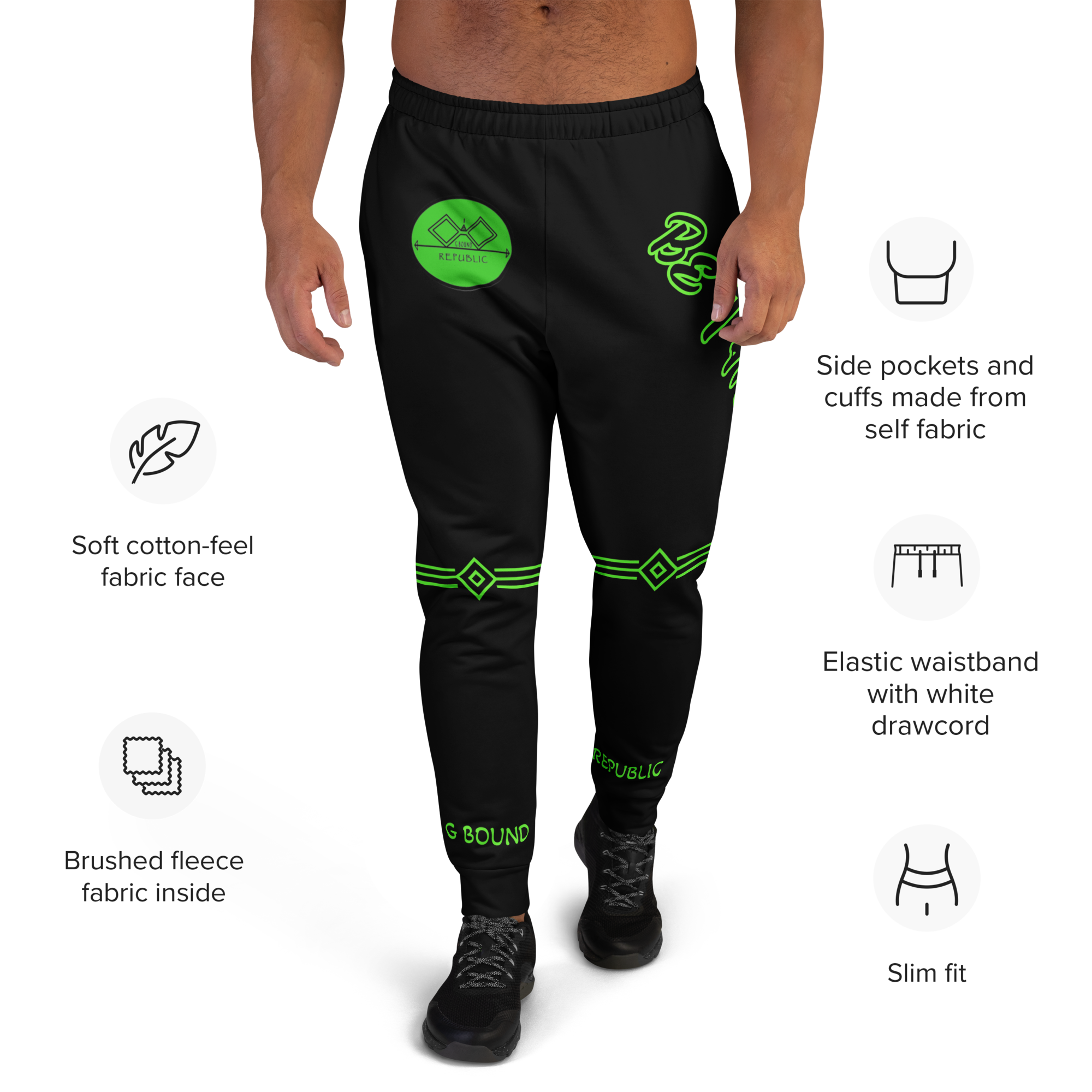 G Bound Republic Green Logo Men's Joggers - Image 5