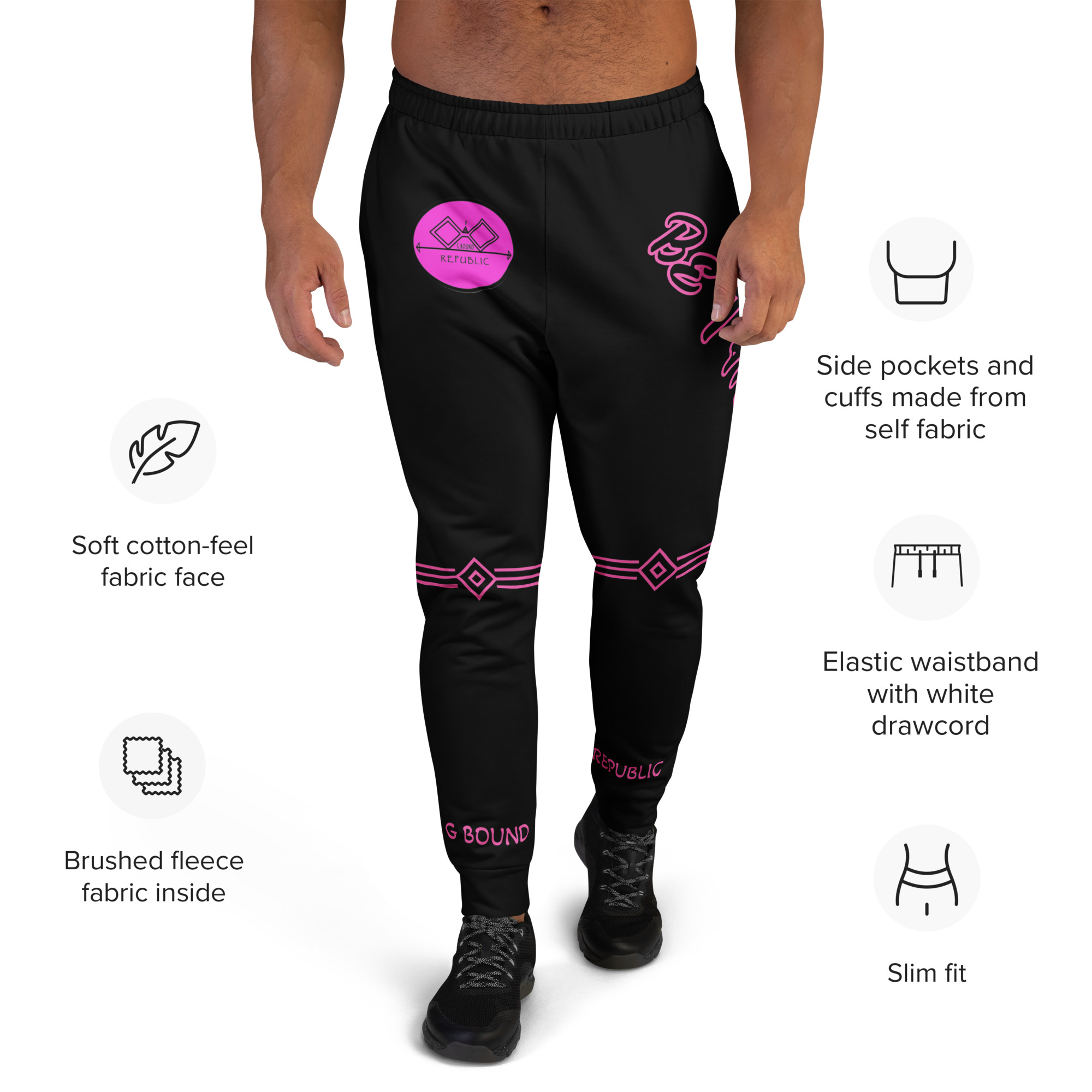 G Bound Republic Pink Logo Men's Joggers - Image 5