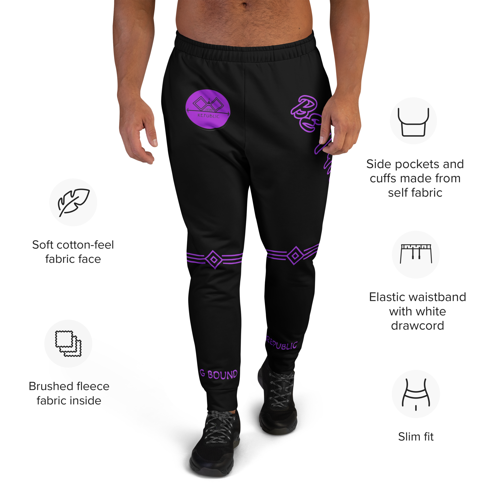 G Bound Republic Purple Logo Men's Joggers - Image 5