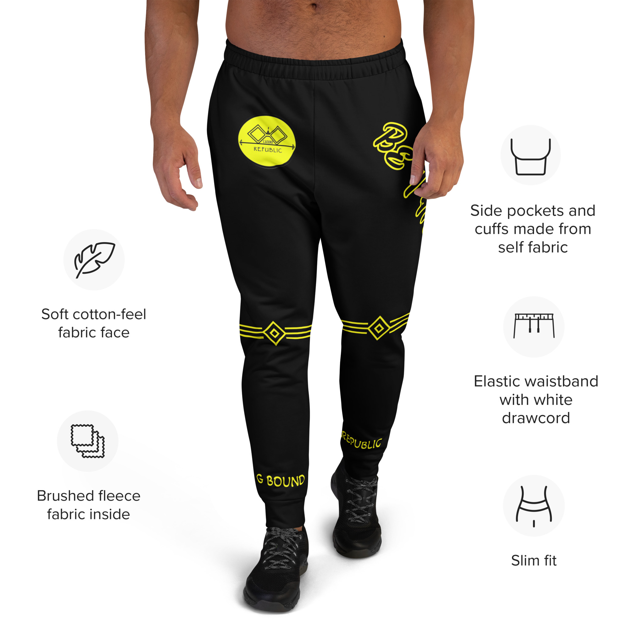 G Bound Republic Yellow Logo Men's Joggers - Image 6