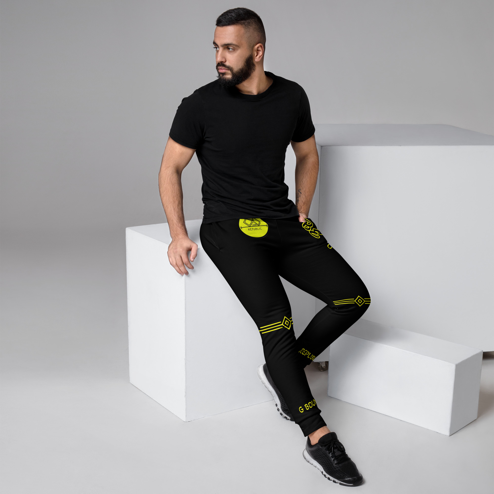 G Bound Republic Yellow Logo Men's Joggers - Image 3