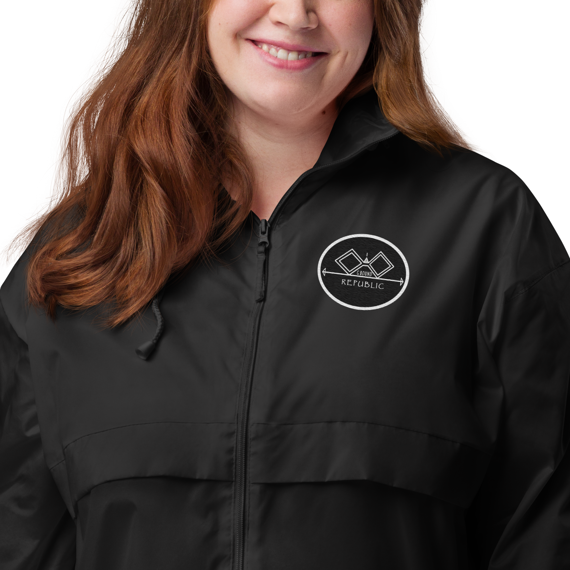 G Bound Republic Black Logo Unisex Windbreaker - Image 2