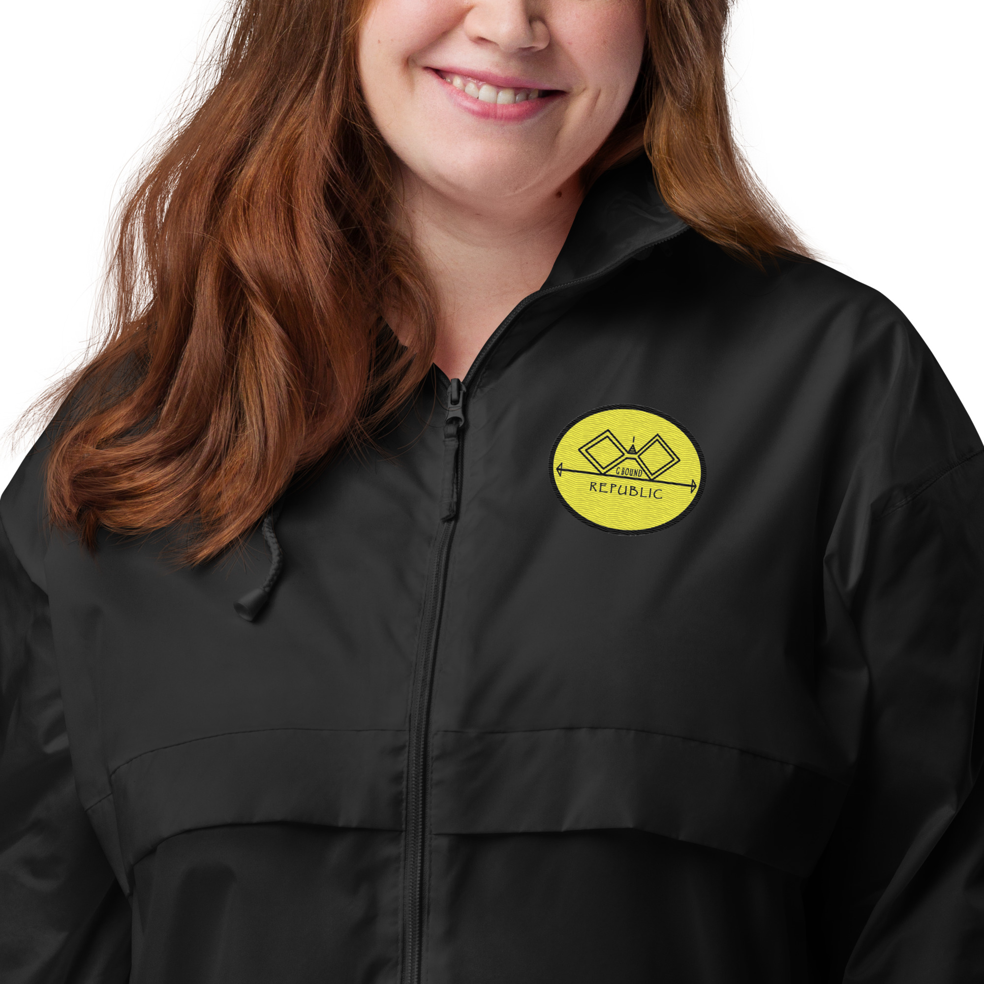 G Bound Republic Yellow Logo Unisex Windbreaker - Image 2